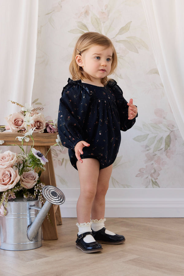 Organic Cotton Kaianna Playsuit - Eloise Navy Childrens Playsuit from Jamie Kay USA