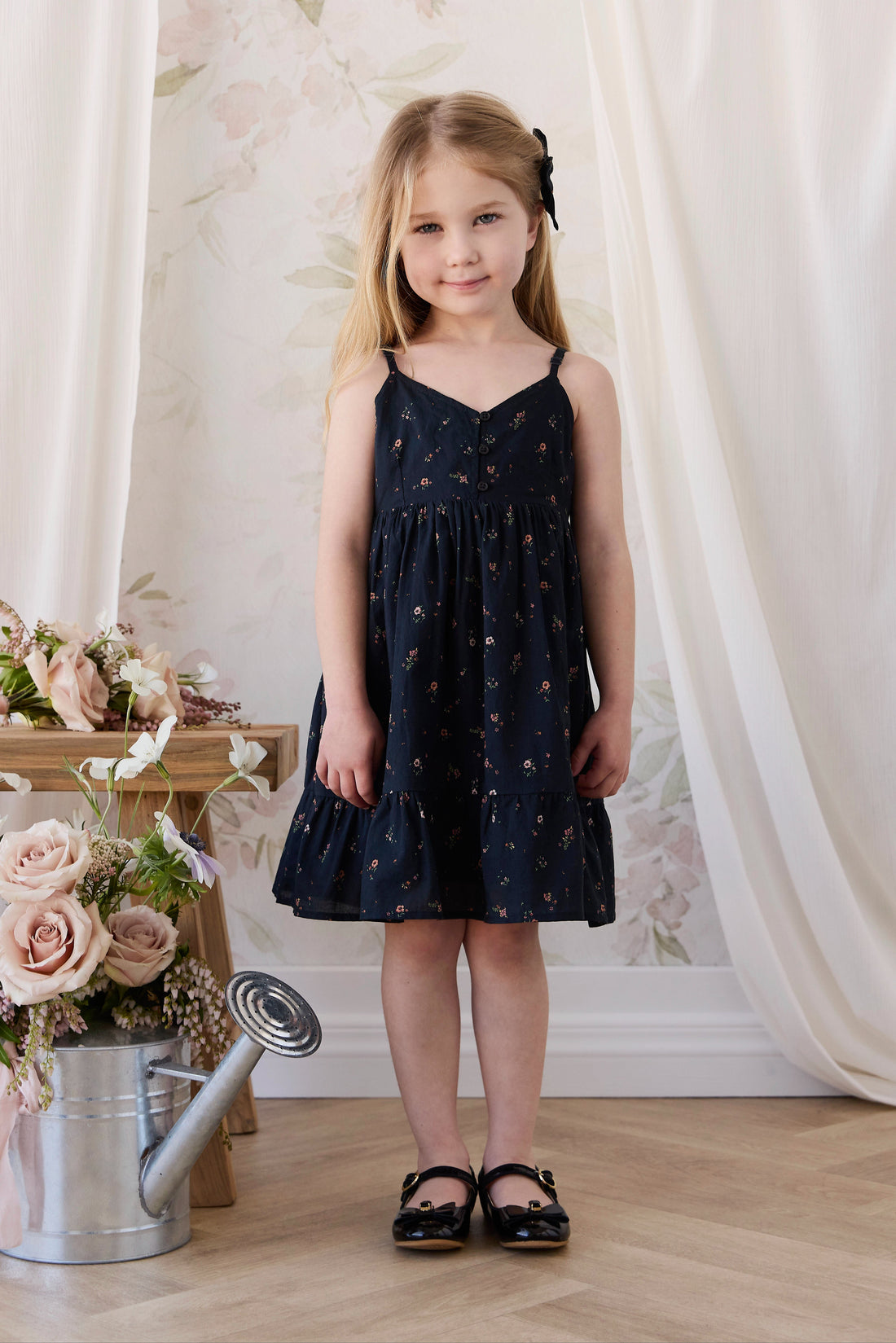 Organic Cotton Kaianna Dress - Eloise Navy Childrens Dress from Jamie Kay USA
