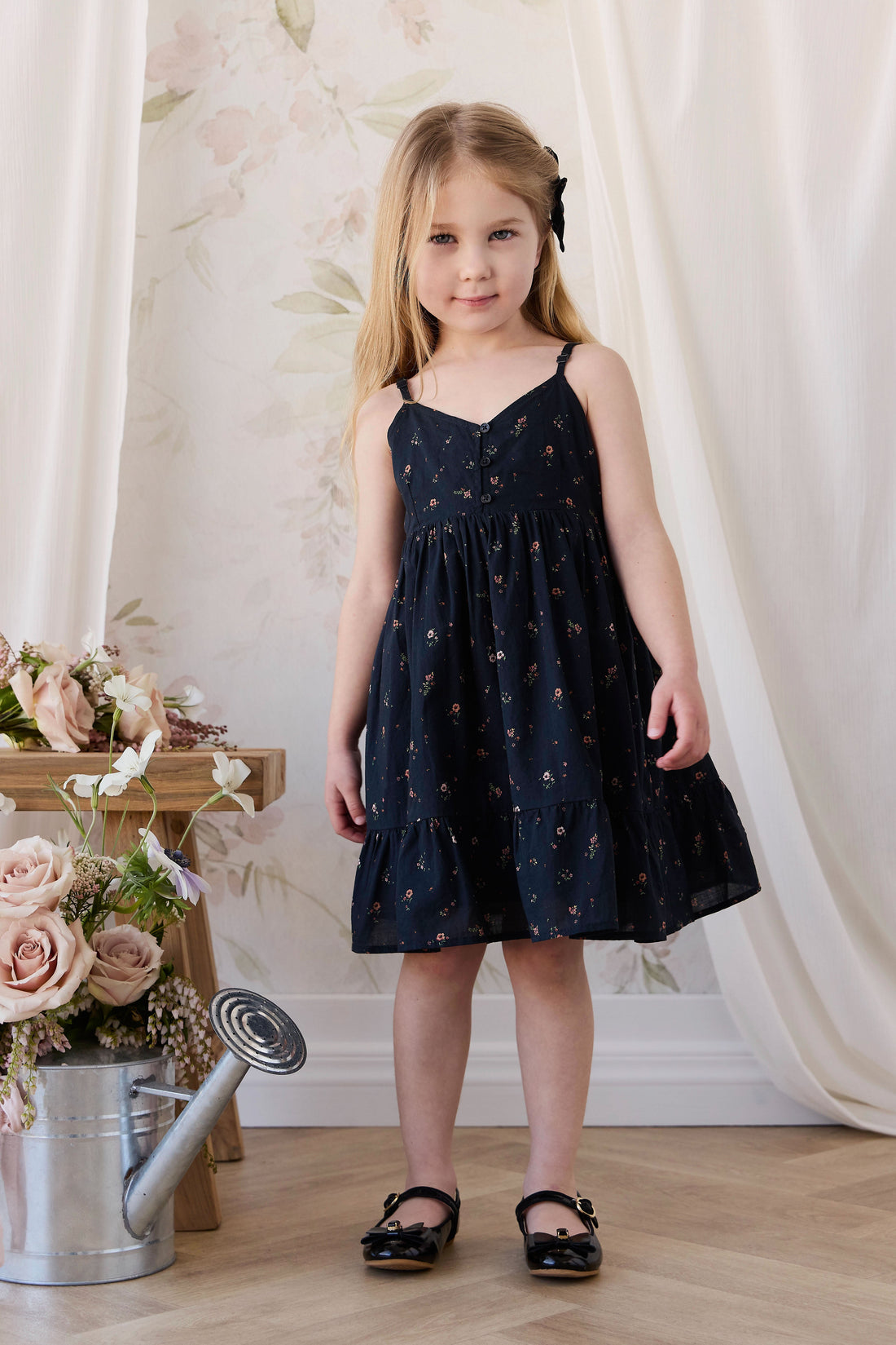 Organic Cotton Kaianna Dress - Eloise Navy Childrens Dress from Jamie Kay USA