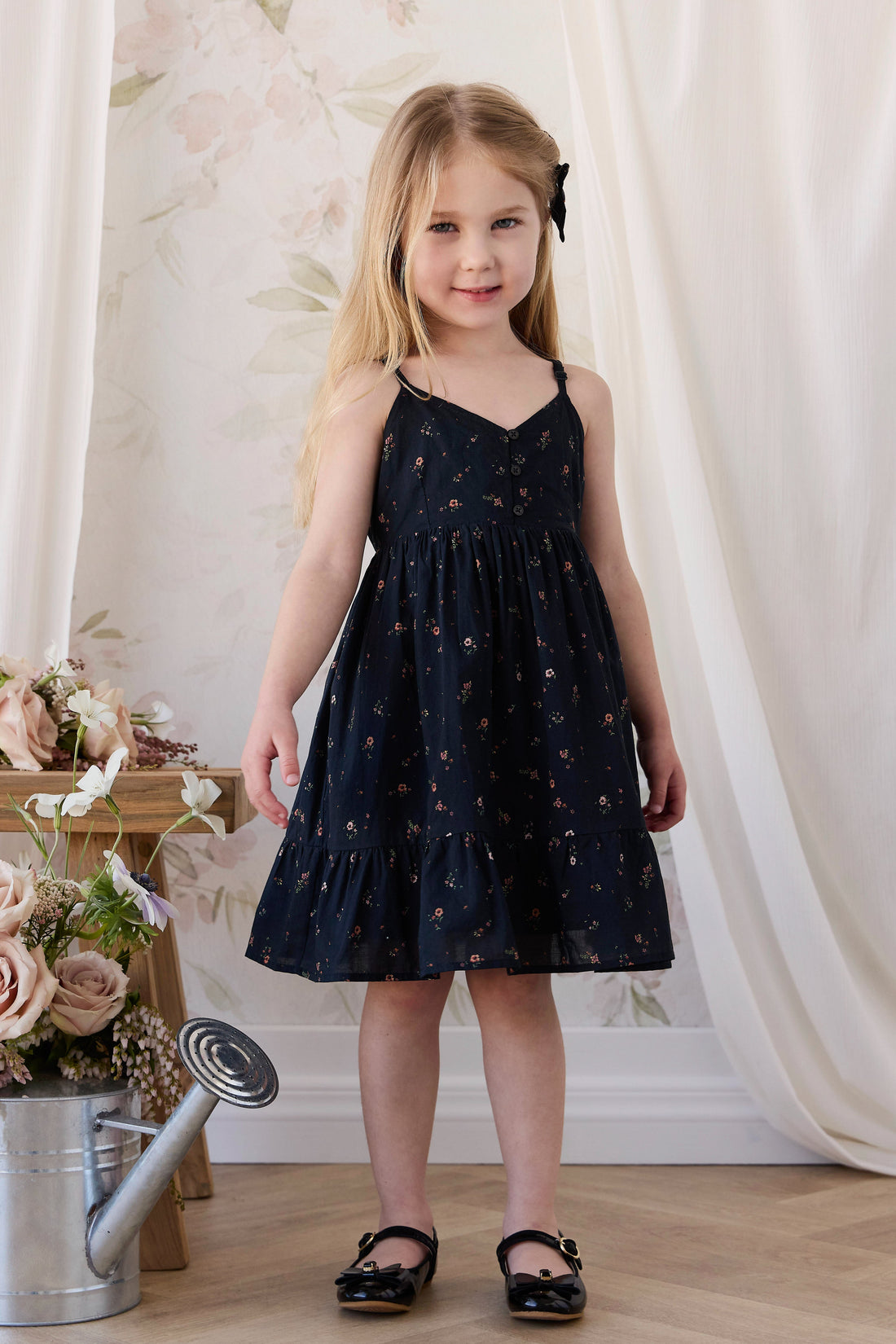 Organic Cotton Kaianna Dress - Eloise Navy Childrens Dress from Jamie Kay USA