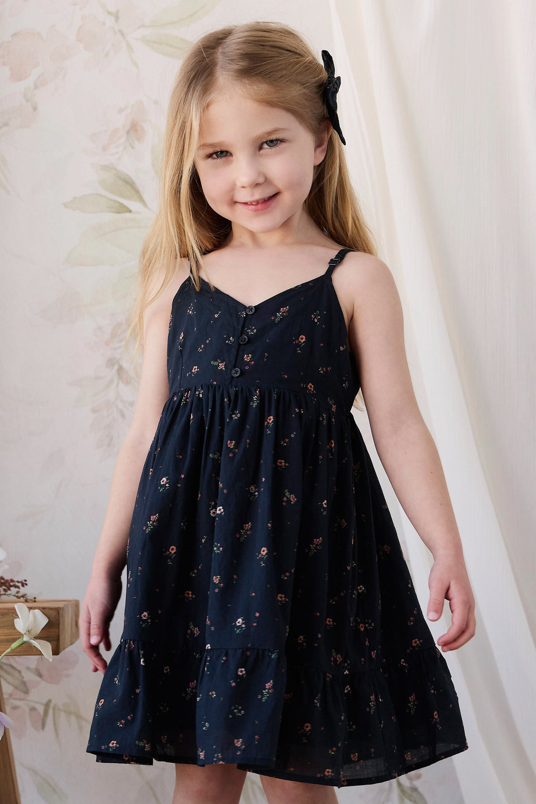 Organic Cotton Kaianna Dress - Eloise Navy Childrens Dress from Jamie Kay USA