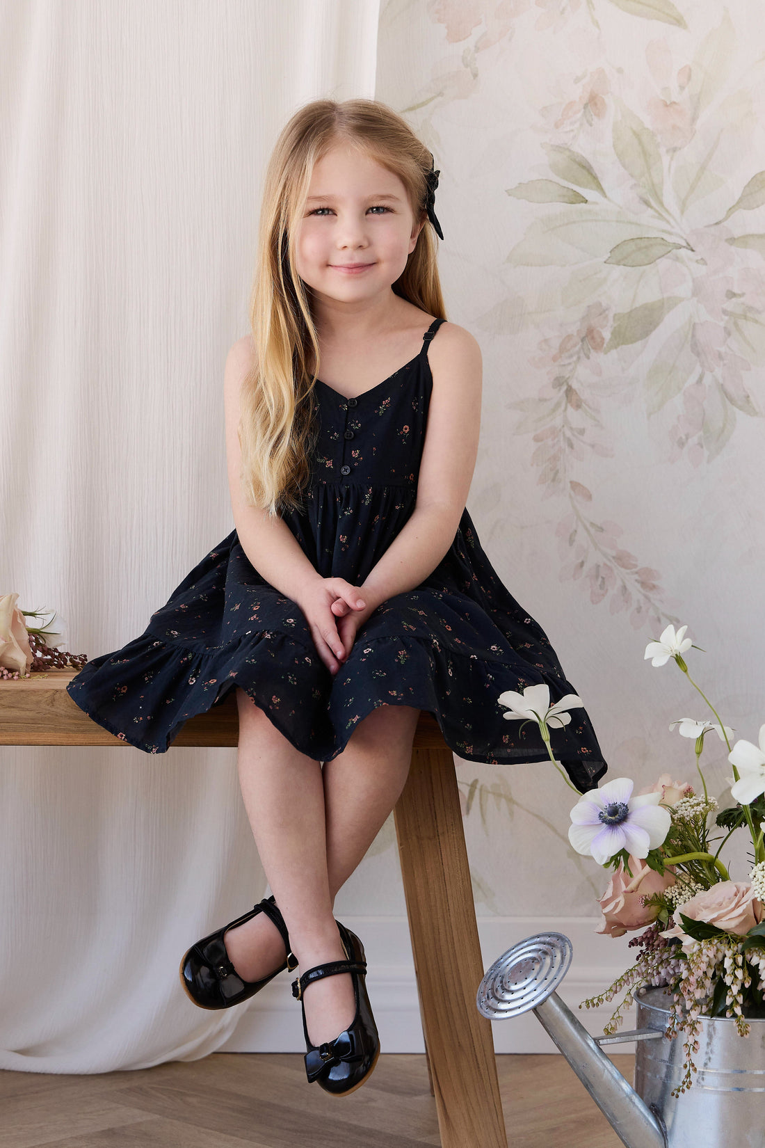 Organic Cotton Kaianna Dress - Eloise Navy Childrens Dress from Jamie Kay USA