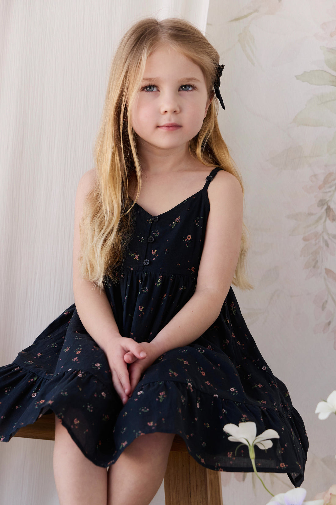 Organic Cotton Kaianna Dress - Eloise Navy Childrens Dress from Jamie Kay USA