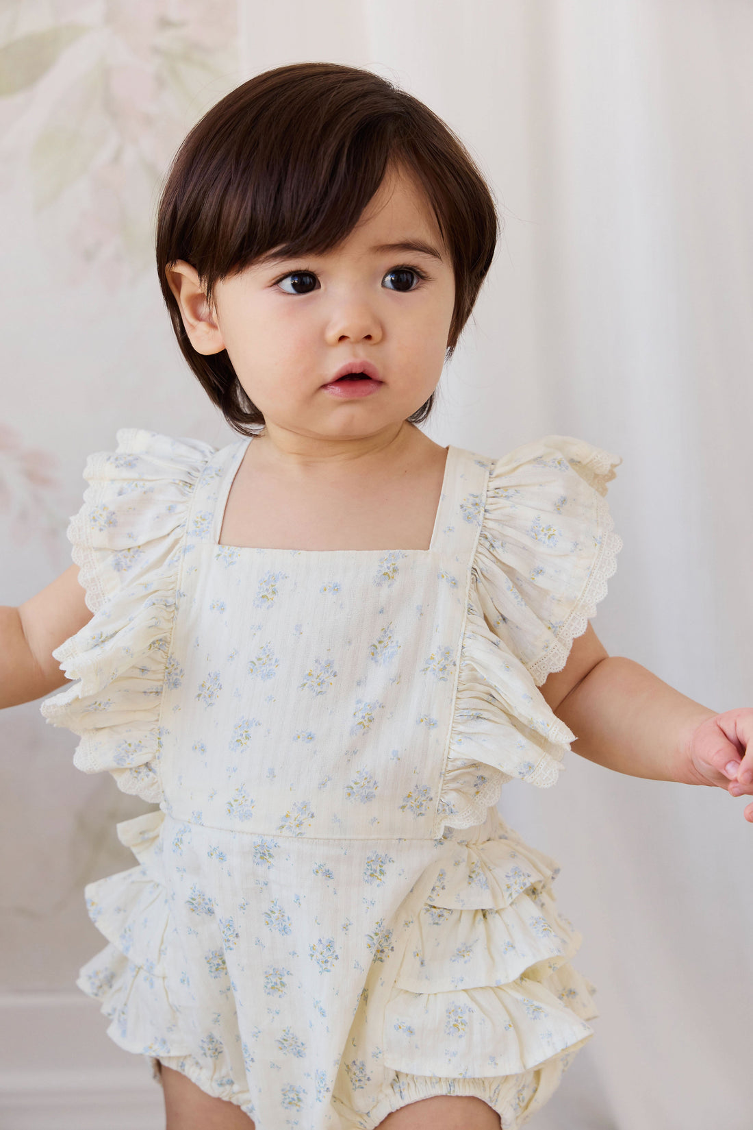 Organic Cotton Elka Playsuit - Justine Vanilla Sky Childrens Playsuit from Jamie Kay USA