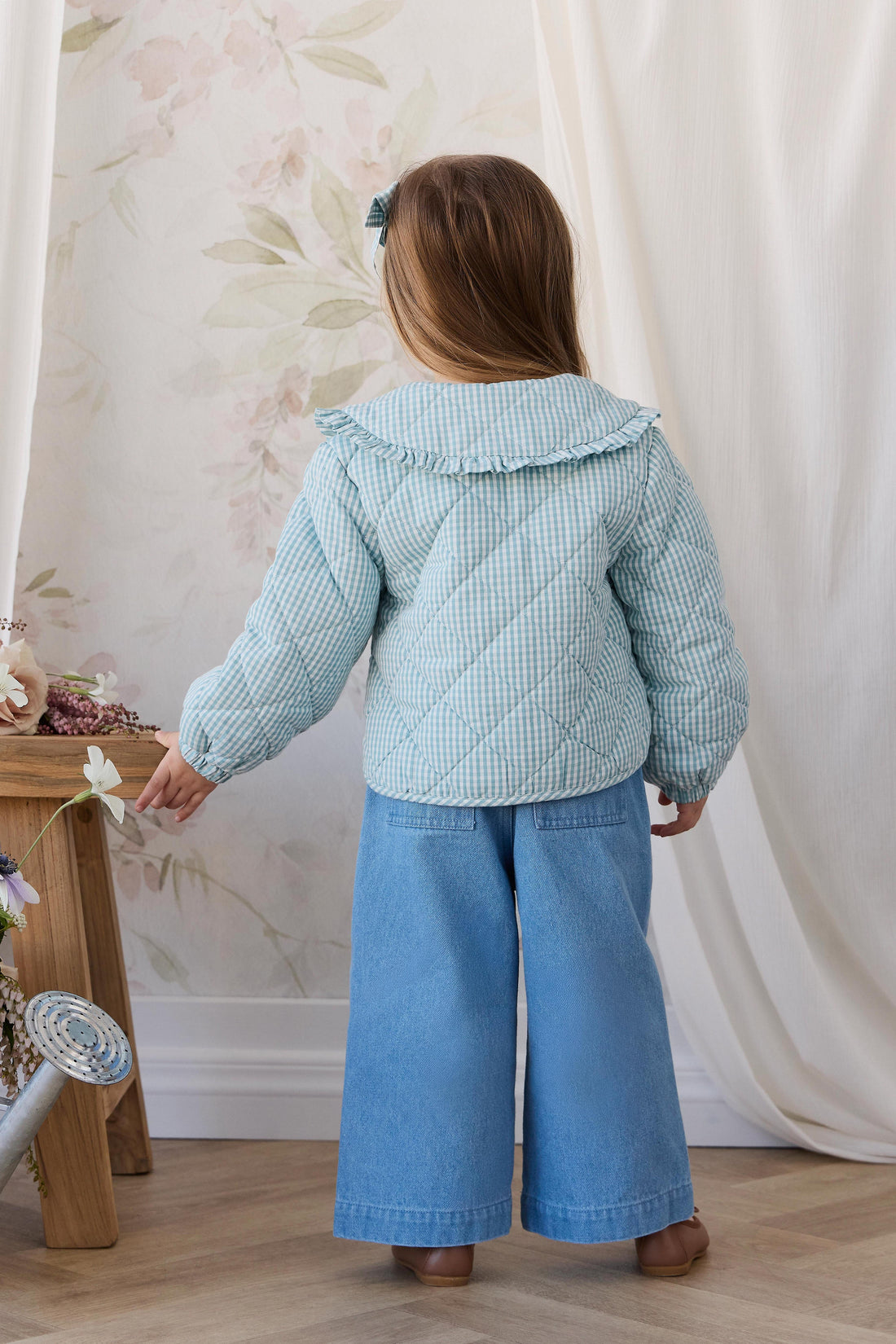 Mariette Jacket - Sky Gray Gingham Childrens Jacket from Jamie Kay USA