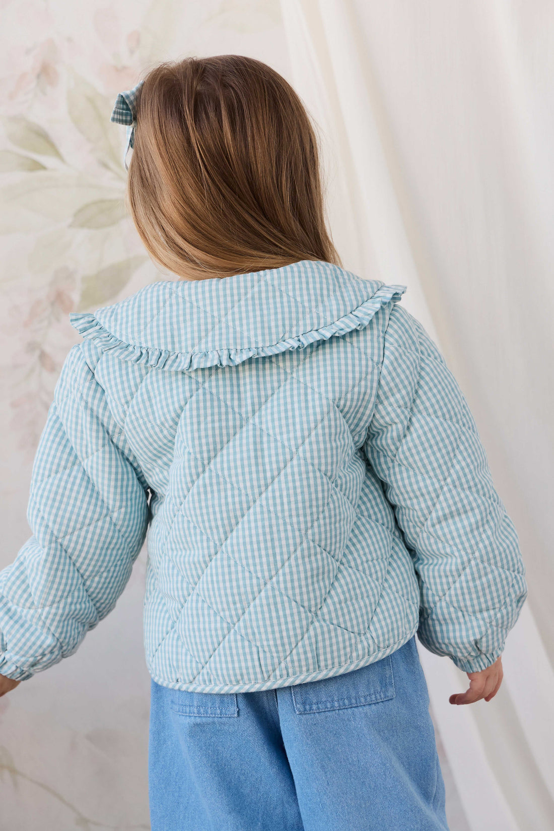 Mariette Jacket - Sky Gray Gingham Childrens Jacket from Jamie Kay USA