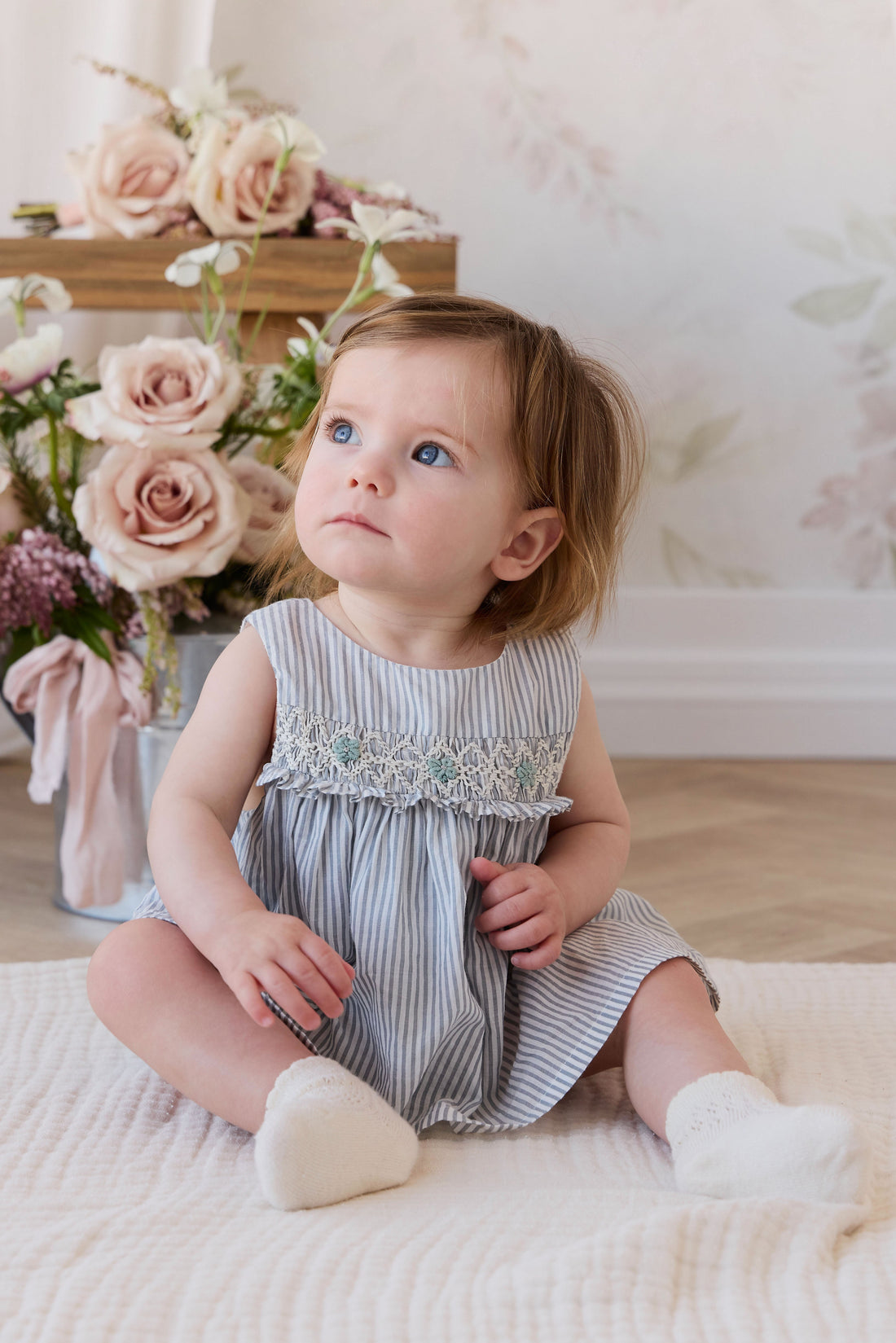 Organic Cotton Gracen Playsuit - Harbour Stripe Childrens Playsuit from Jamie Kay USA