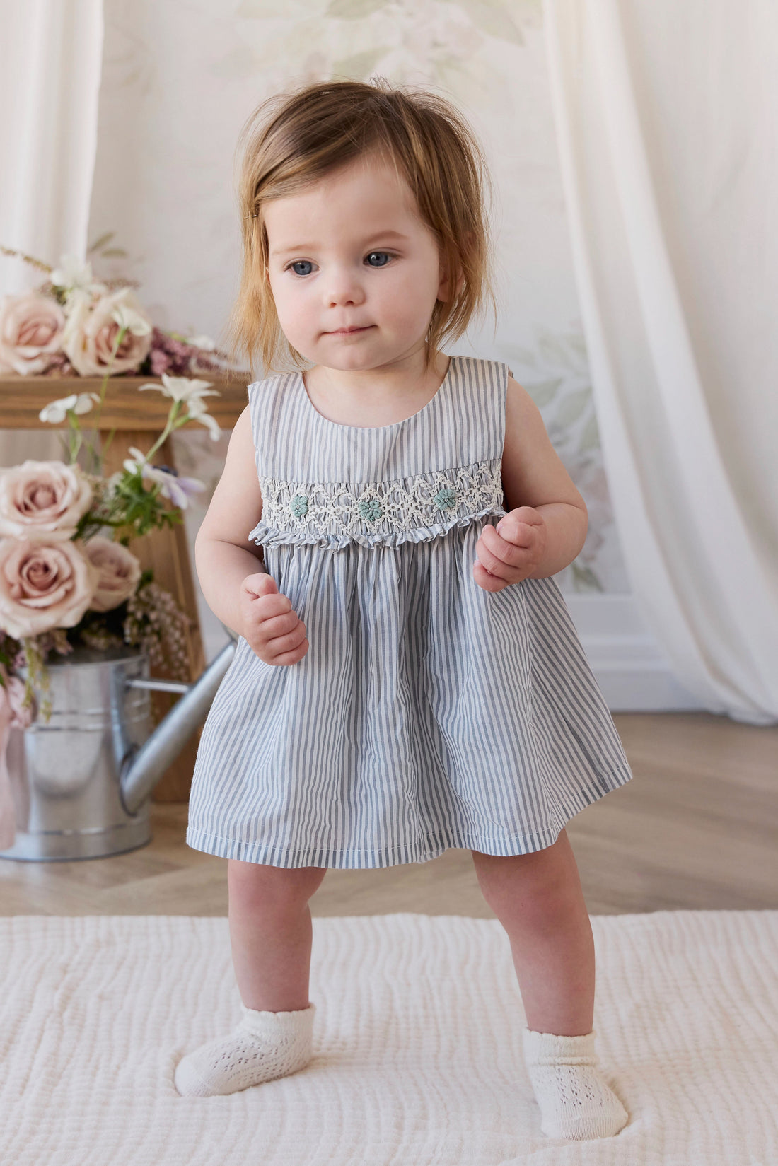 Organic Cotton Gracen Playsuit - Harbour Stripe Childrens Playsuit from Jamie Kay USA