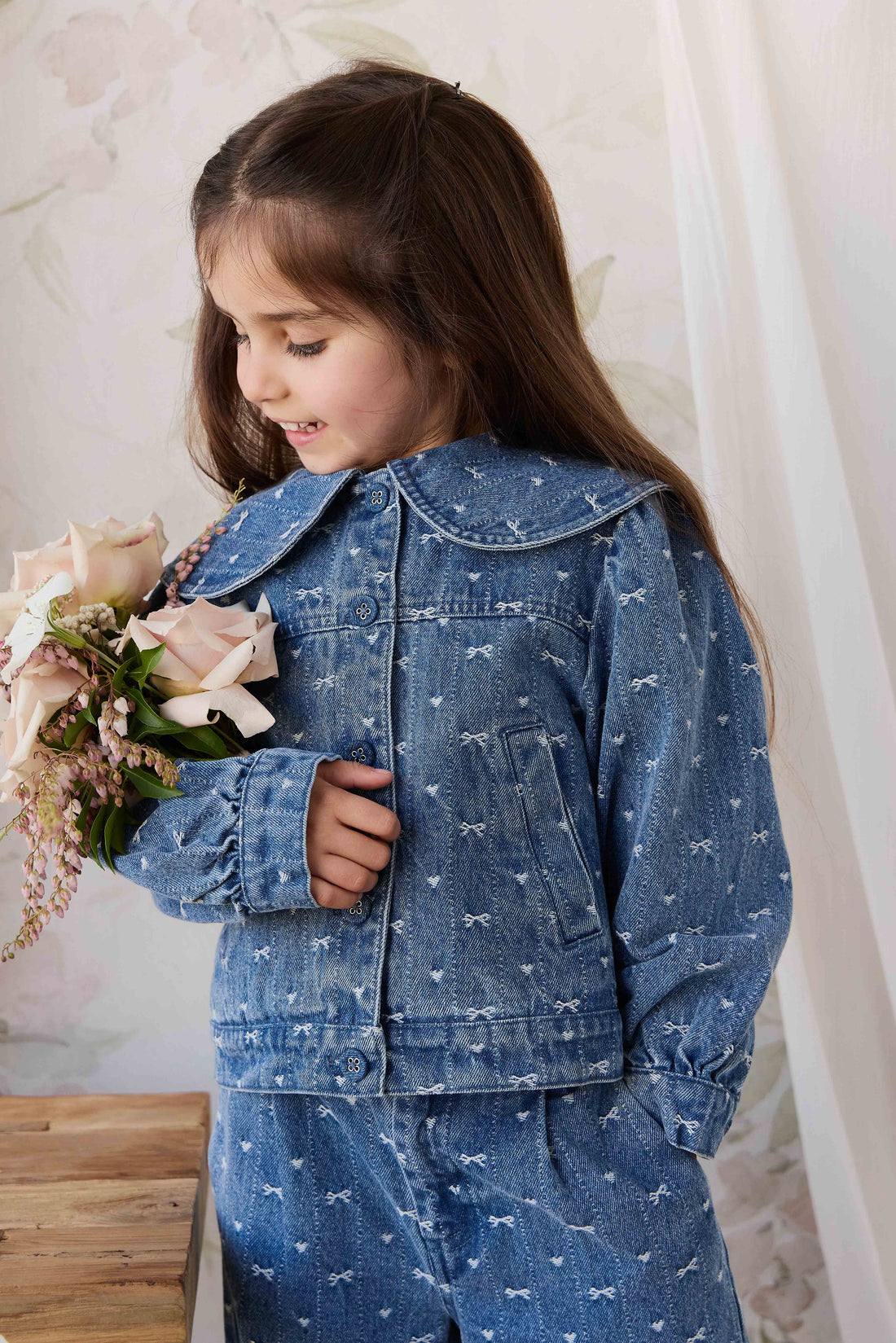 Elka Jacket - Amour Bows Denim Childrens Jacket from Jamie Kay USA