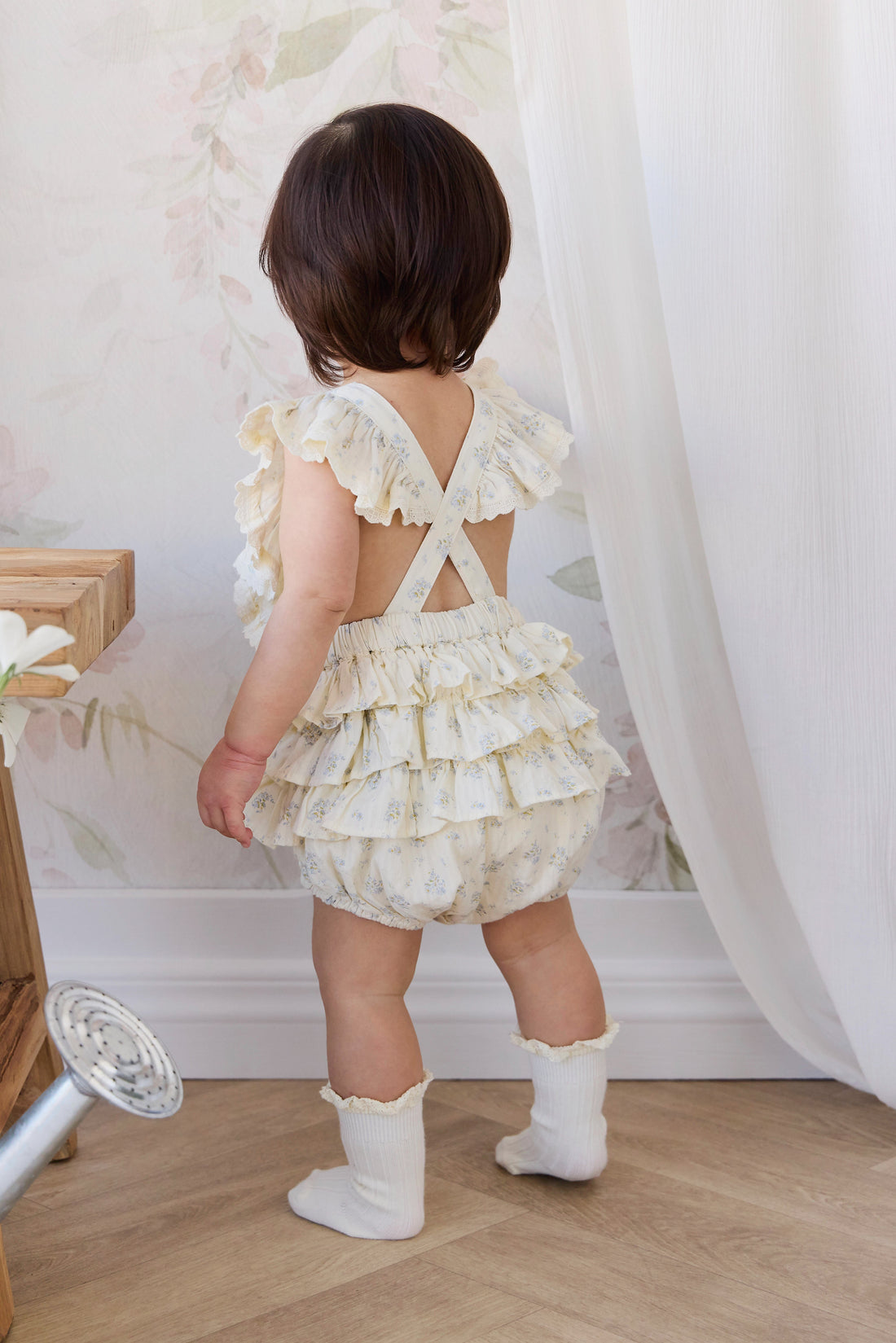 Organic Cotton Elka Playsuit - Justine Vanilla Sky Childrens Playsuit from Jamie Kay USA