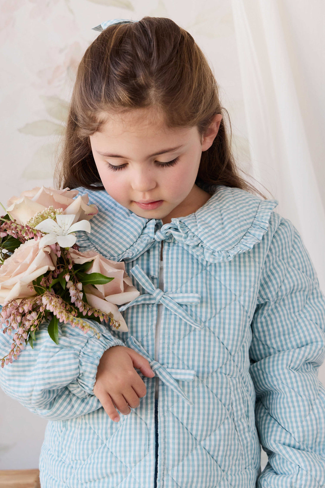 Mariette Jacket - Sky Gray Gingham Childrens Jacket from Jamie Kay USA
