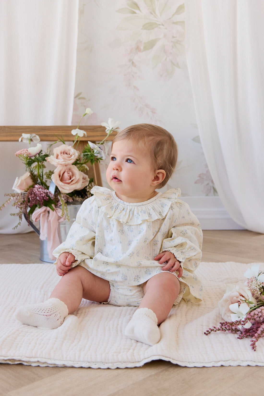 Organic Cotton Leonie Top - Justine Vanilla Sky Childrens Top from Jamie Kay USA