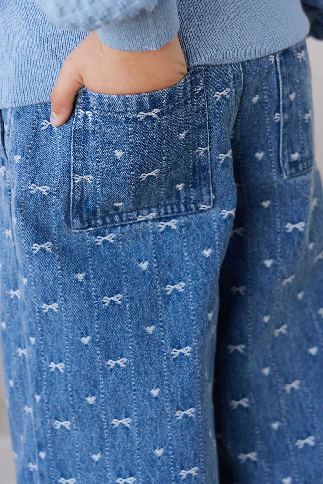 Calianna Pant - Amour Bows Denim Childrens Pants from Jamie Kay USA