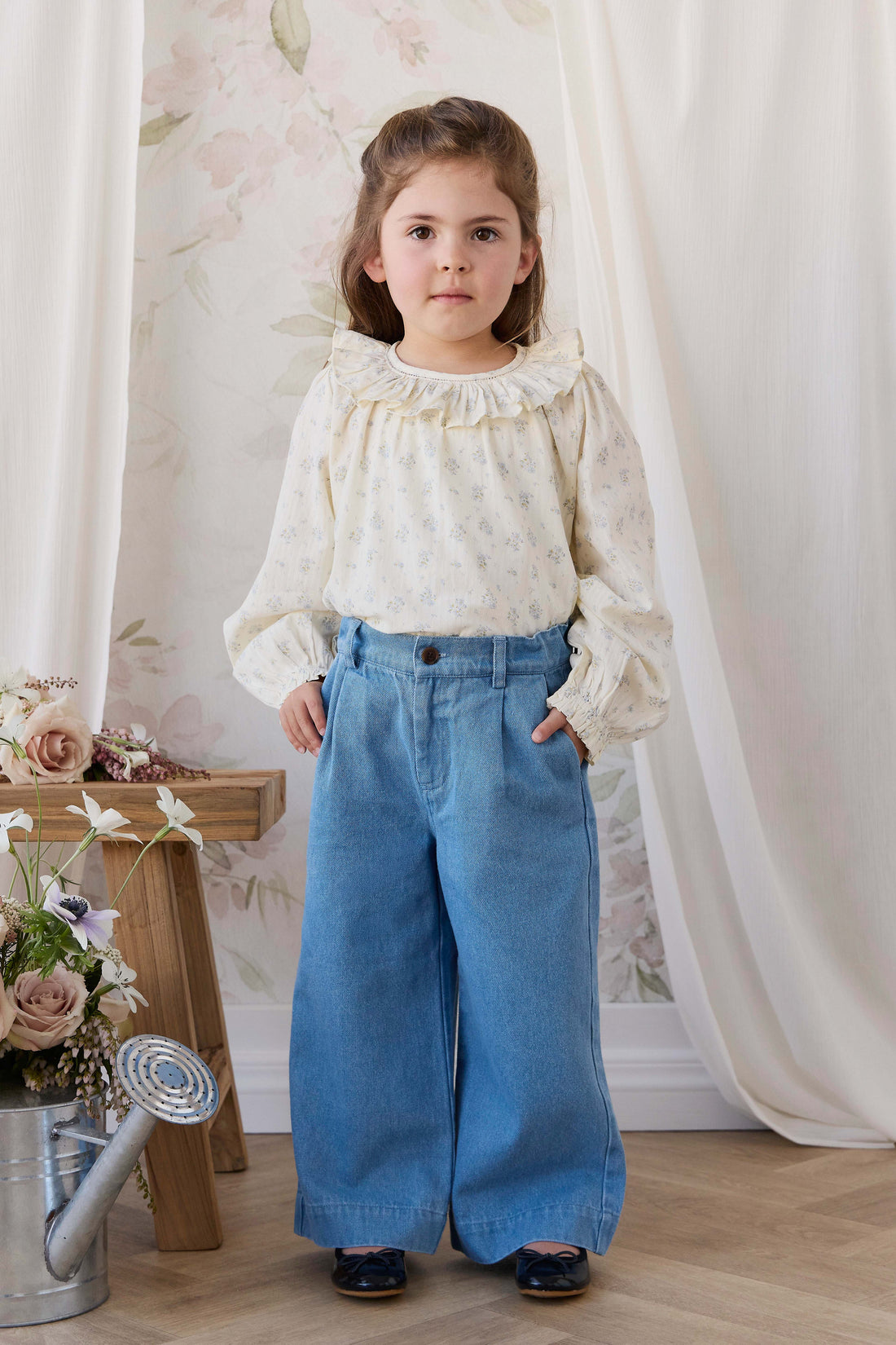 Organic Cotton Leonie Top - Justine Vanilla Sky Childrens Top from Jamie Kay USA