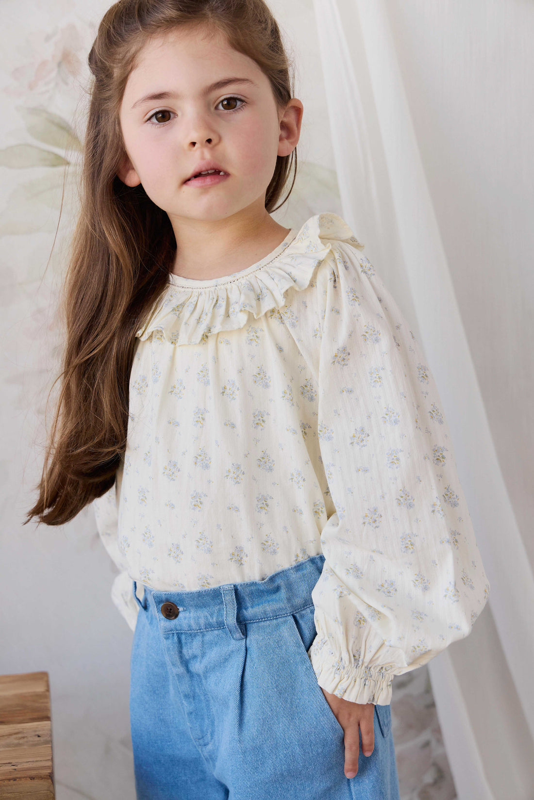 Organic Cotton Leonie Top - Justine Vanilla Sky Childrens Top from Jamie Kay USA