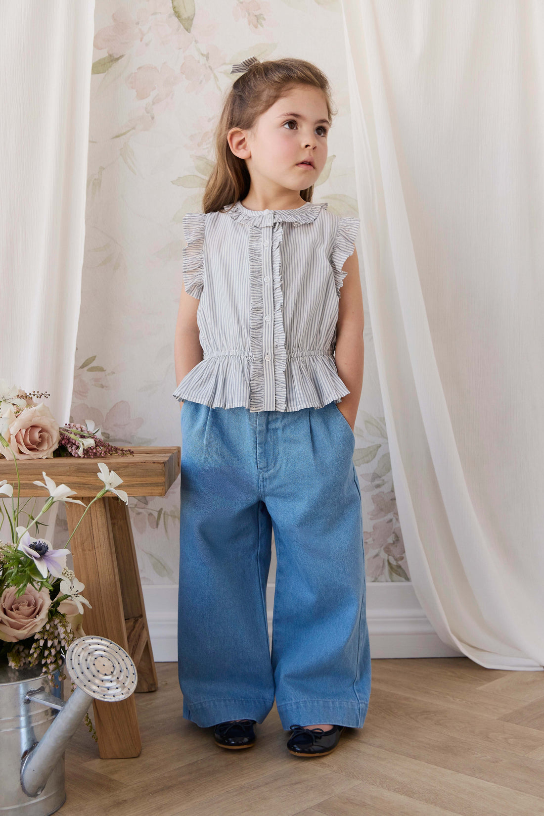 Organic Cotton Calianna Top - Harbour Stripe Childrens Top from Jamie Kay USA