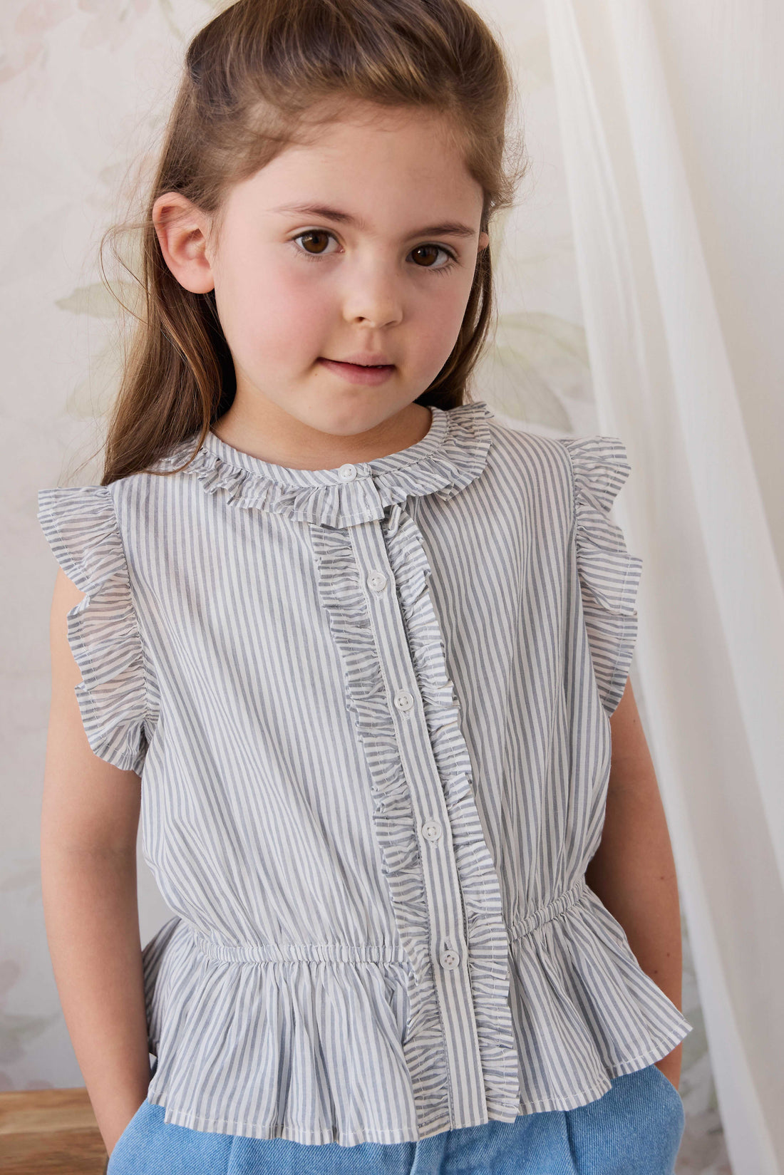 Organic Cotton Calianna Top - Harbour Stripe Childrens Top from Jamie Kay USA
