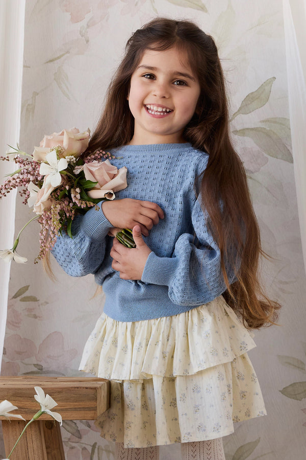 Organic Cotton Cosette Skirt - Justine Vanilla Sky Childrens Skirt from Jamie Kay USA
