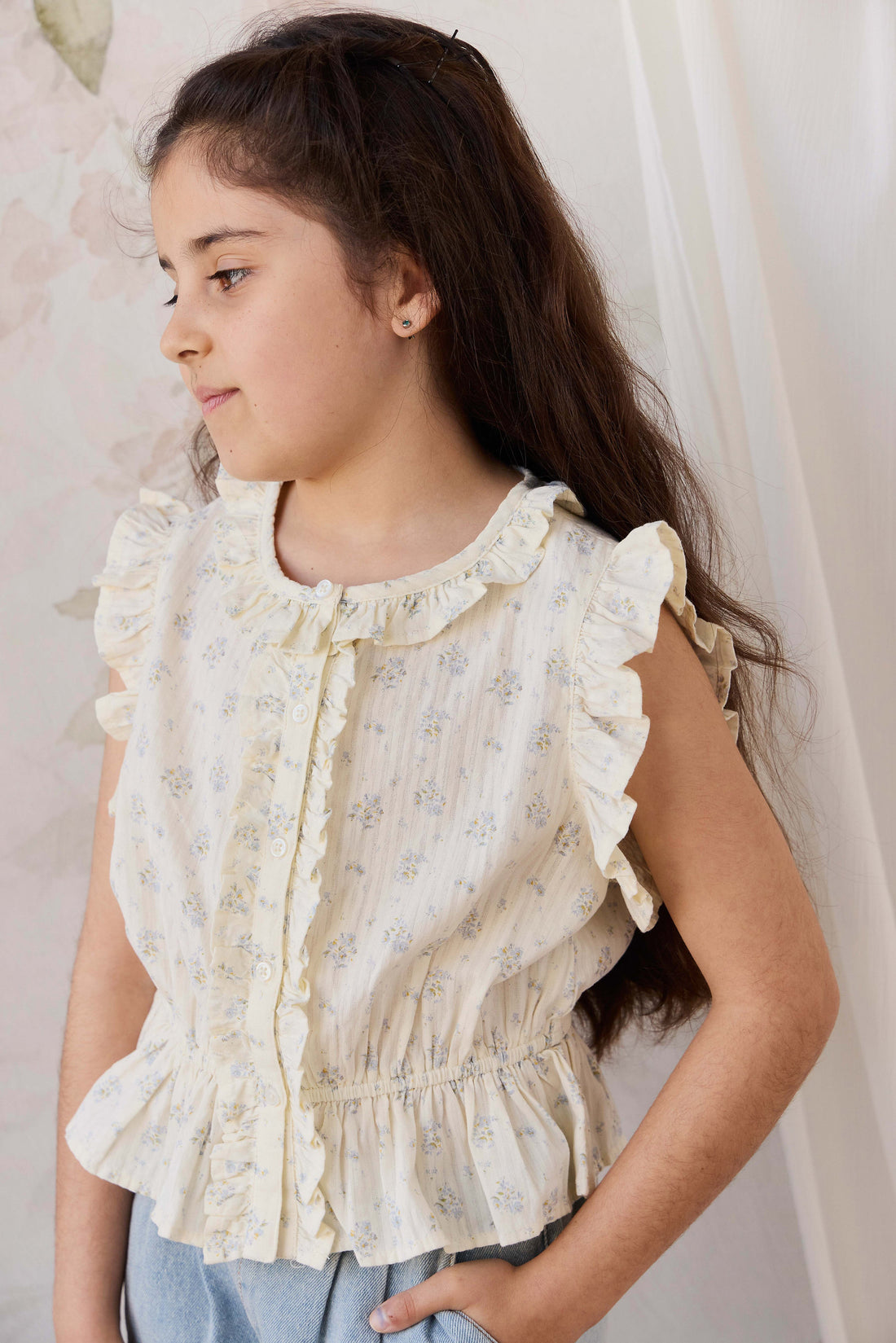 Organic Cotton Calianna Top - Justine Vanilla Sky Childrens Top from Jamie Kay USA