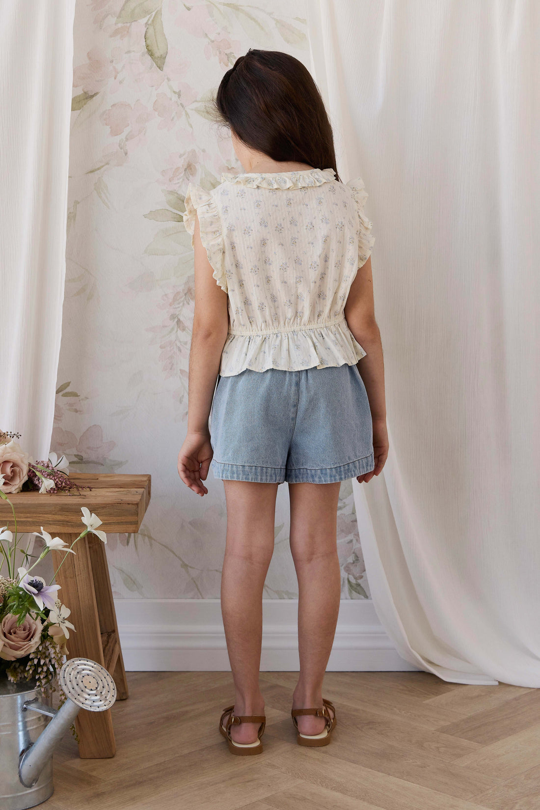 Organic Cotton Calianna Top - Justine Vanilla Sky Childrens Top from Jamie Kay USA