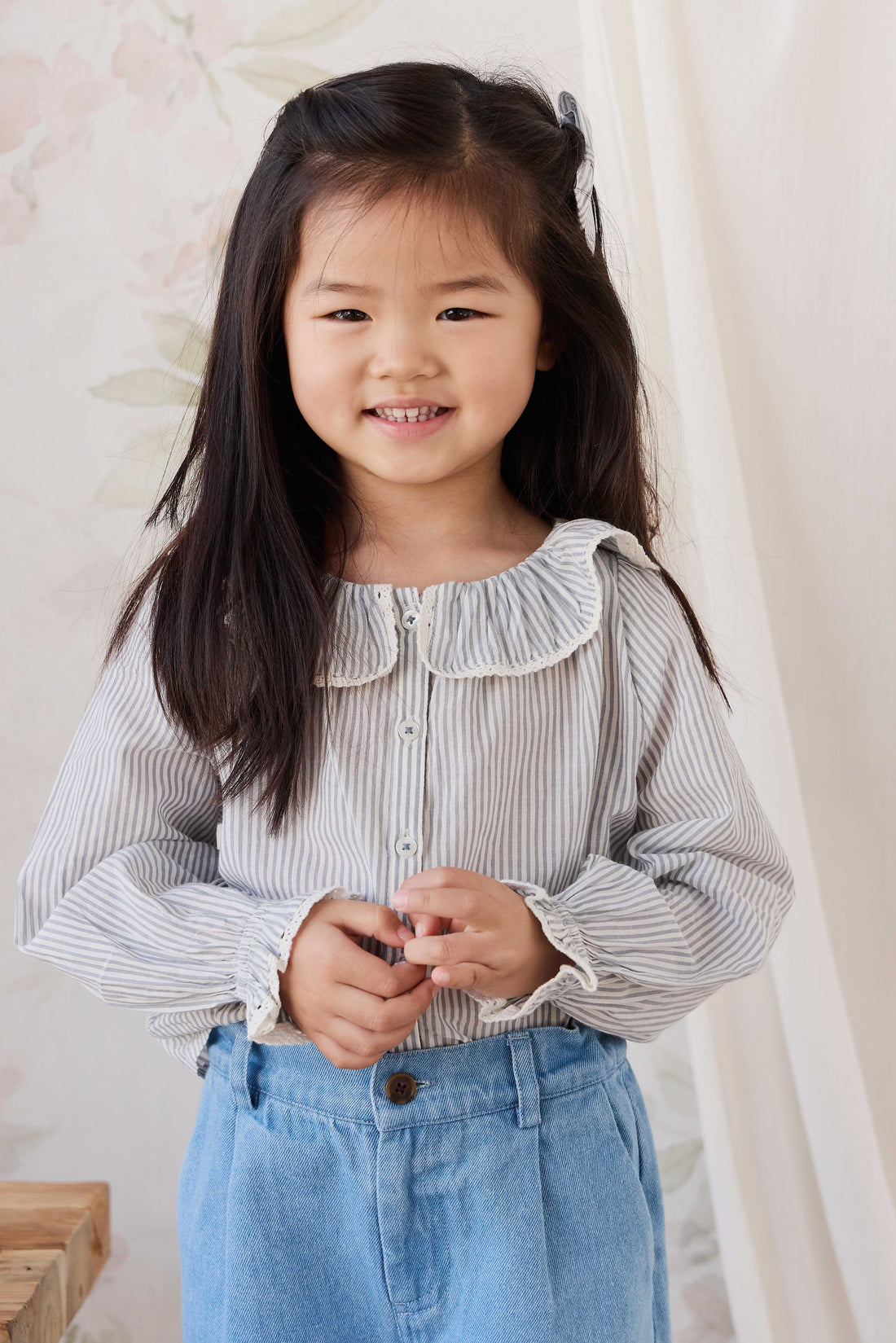Organic Cotton Dovie Blouse - Harbour Stripe Childrens Top from Jamie Kay USA