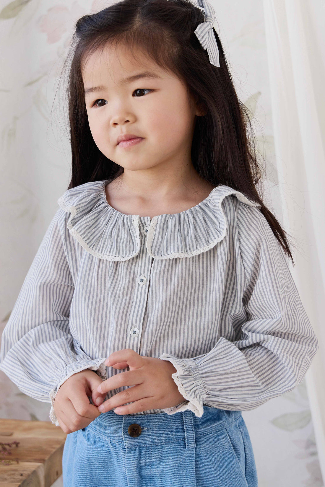 Organic Cotton Dovie Blouse - Harbour Stripe Childrens Top from Jamie Kay USA