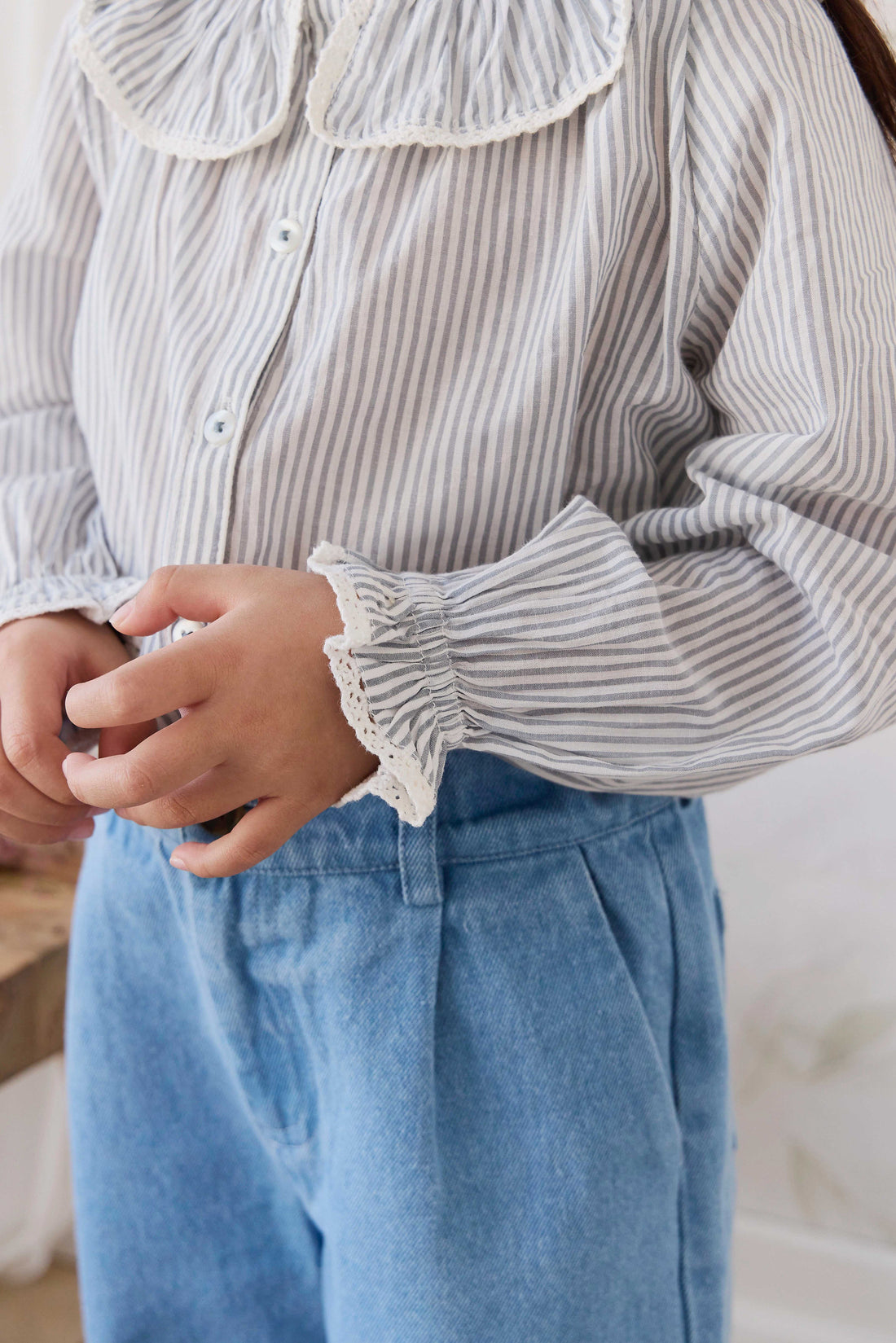 Organic Cotton Dovie Blouse - Harbour Stripe Childrens Top from Jamie Kay USA