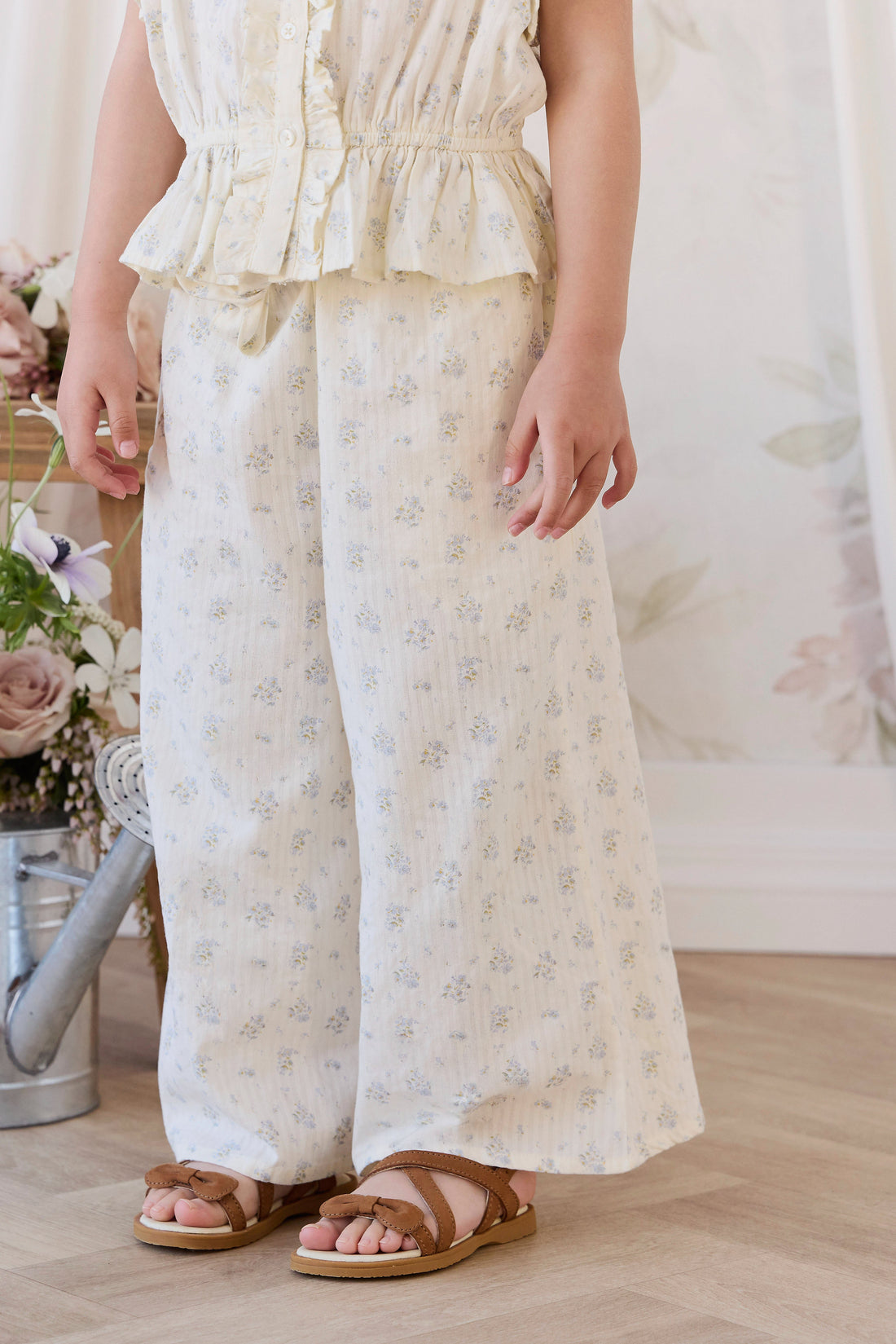 Organic Cotton Cosette Pant - Justine Vanilla Sky Childrens Pants from Jamie Kay USA