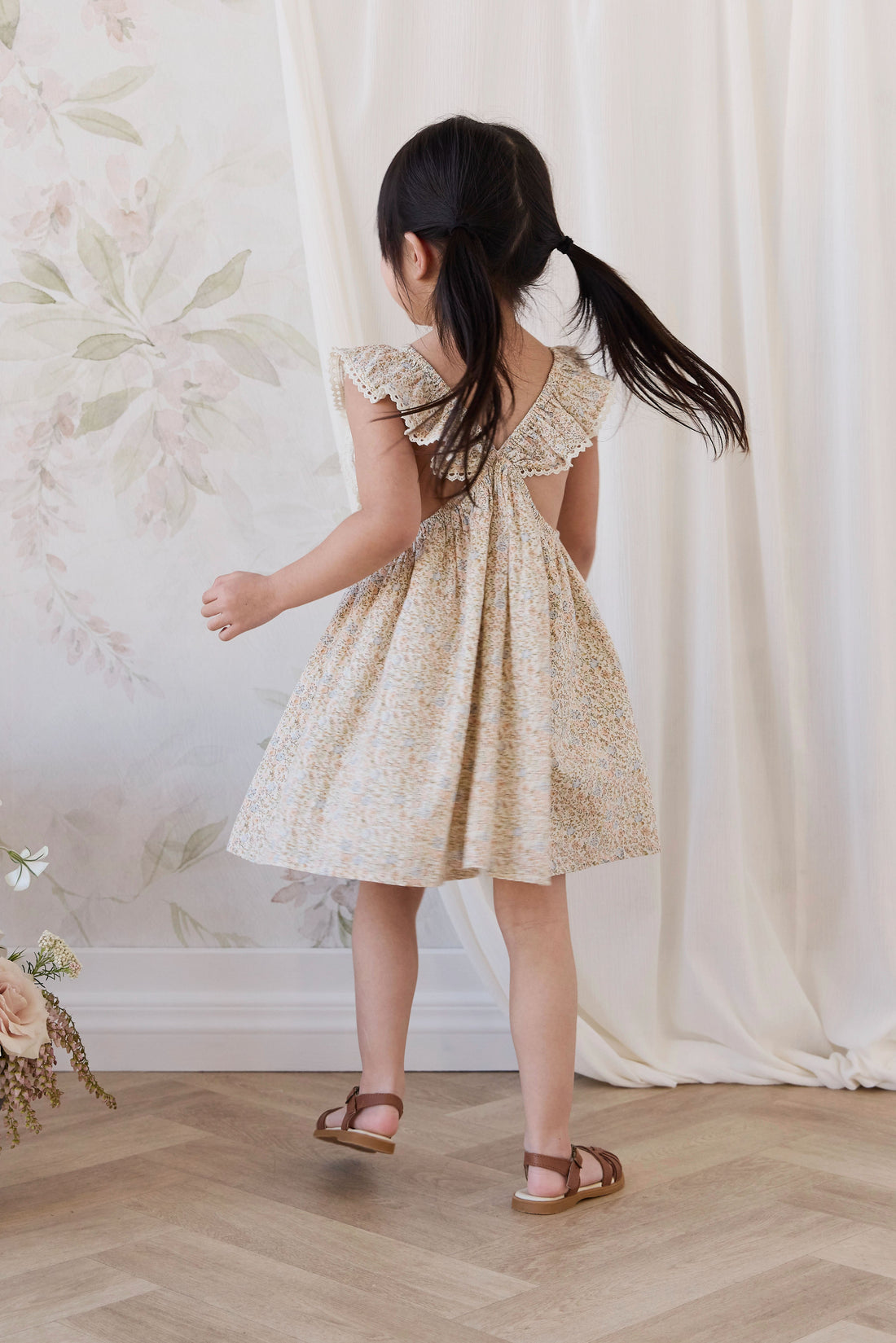 Organic Cotton Helene Dress - Tully Peach Childrens Dress from Jamie Kay USA