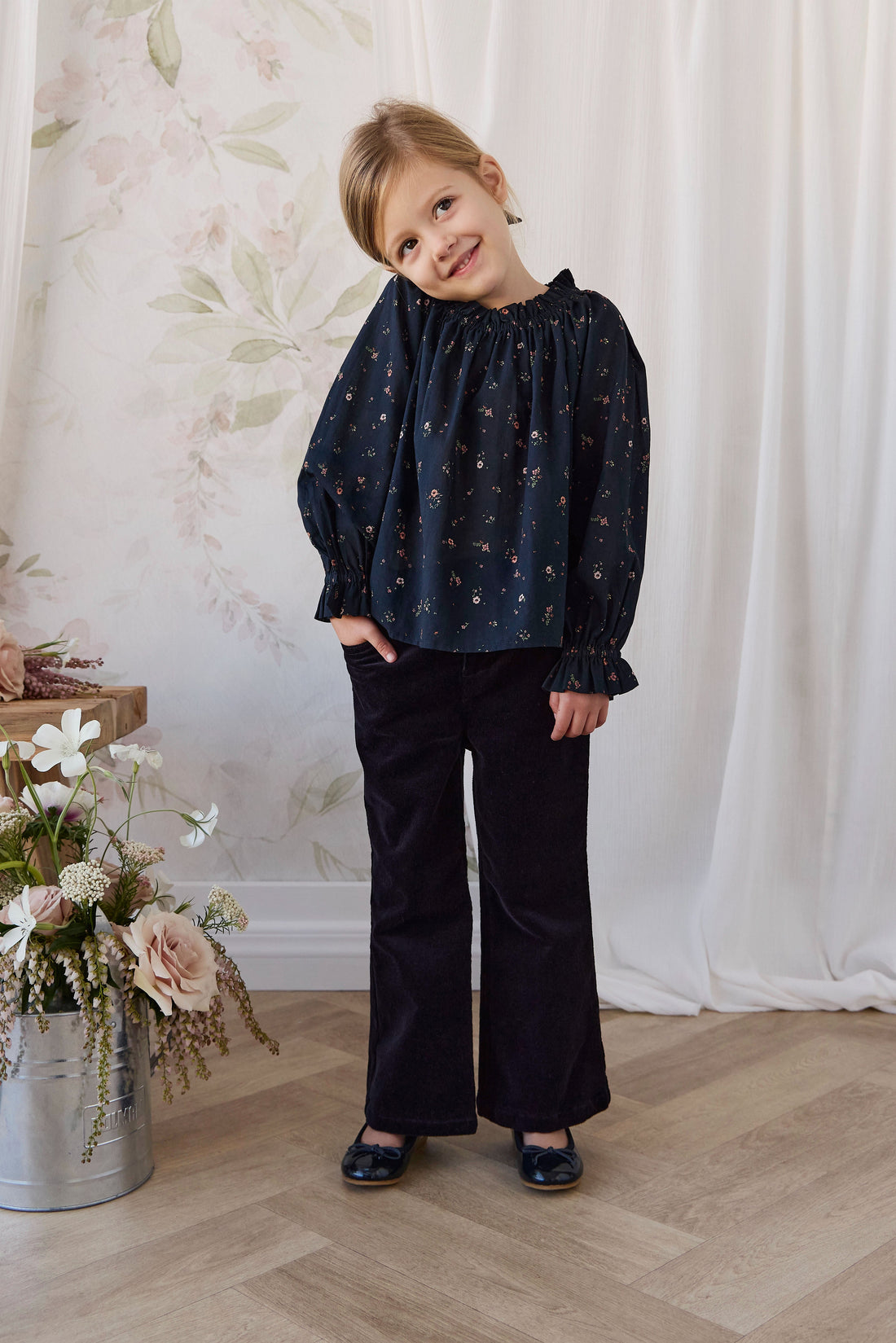 Organic Cotton Acacia Blouse - Eloise Navy Childrens Top from Jamie Kay USA