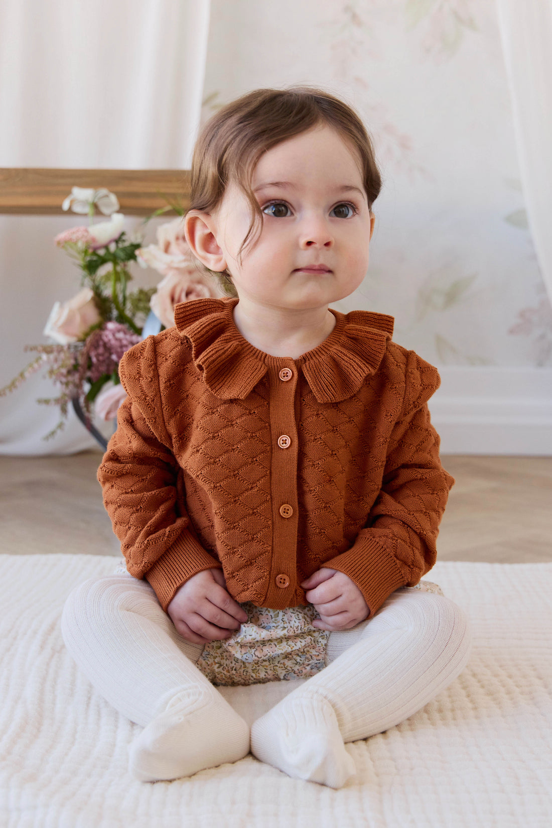 Alison Cardigan - Dusty Ginger Childrens Cardigan from Jamie Kay USA