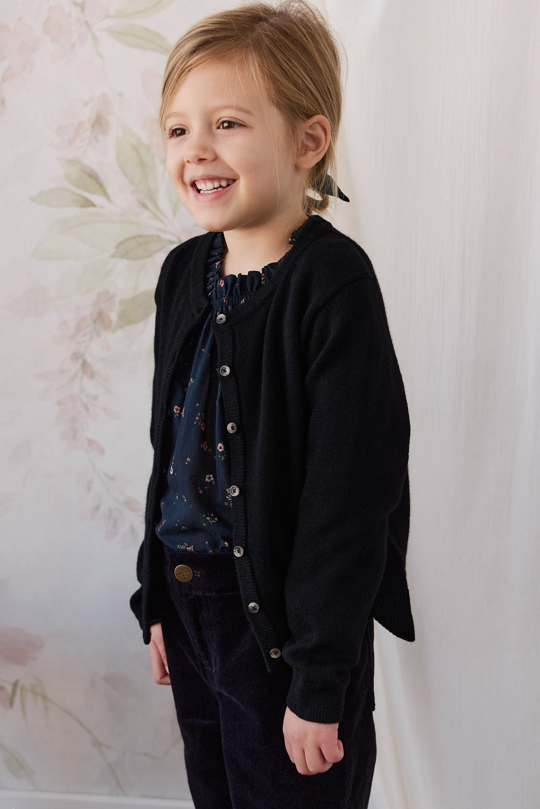 Merino Camille Cardigan - Black Childrens Cardigan from Jamie Kay USA