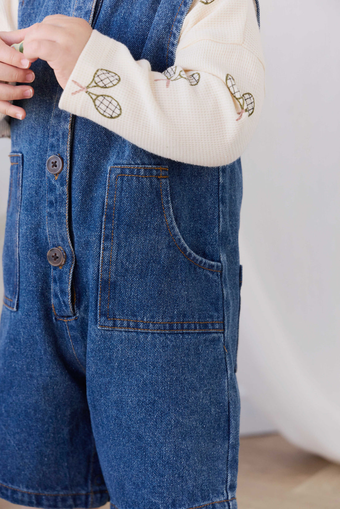 Sorrel Playsuit - Classic Wash Denim Childrens Playsuit from Jamie Kay USA