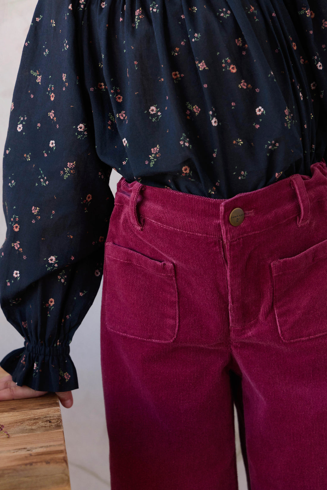 Organic Cotton Acacia Blouse - Eloise Navy Childrens Top from Jamie Kay USA