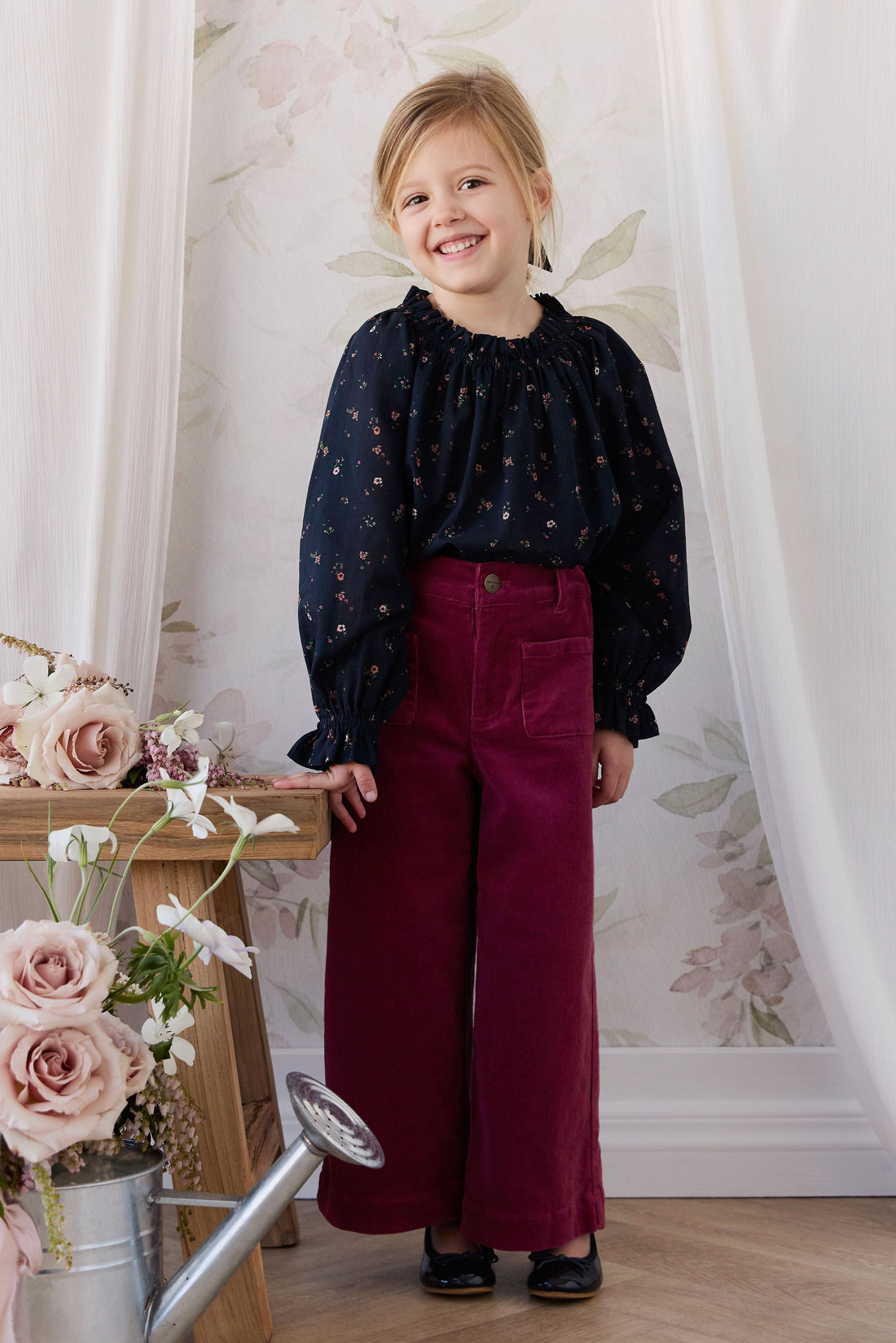 Organic Cotton Acacia Blouse - Eloise Navy Childrens Top from Jamie Kay USA