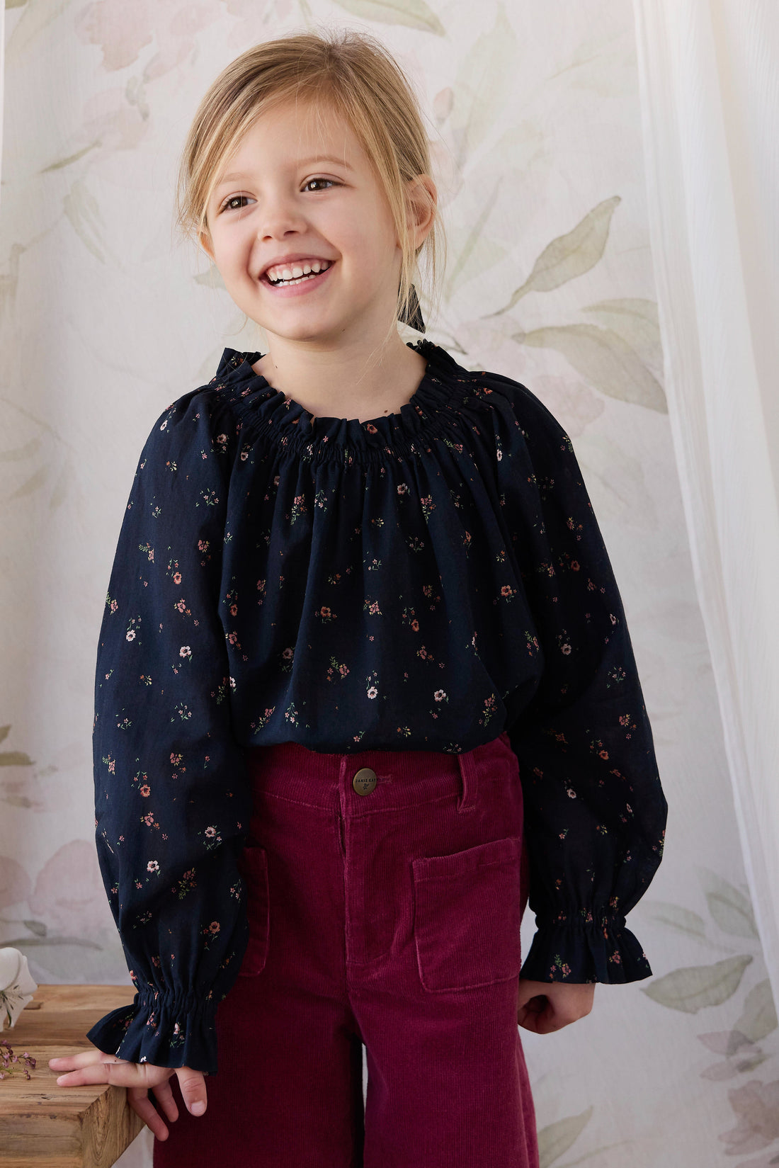 Organic Cotton Acacia Blouse - Eloise Navy Childrens Top from Jamie Kay USA