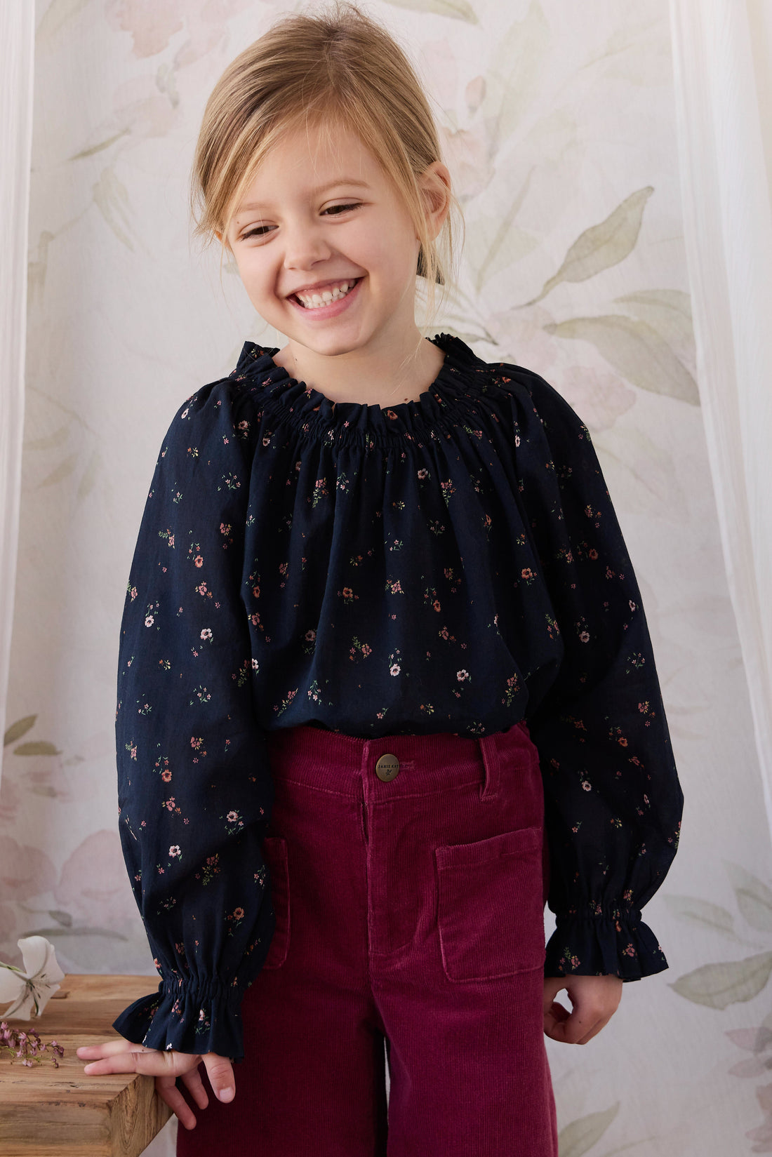 Organic Cotton Acacia Blouse - Eloise Navy Childrens Top from Jamie Kay USA