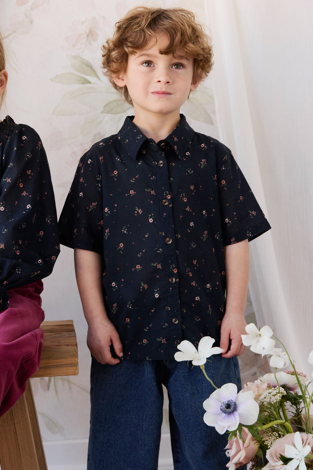 Organic Cotton Alexander Shirt - Eloise Navy Childrens Top from Jamie Kay USA
