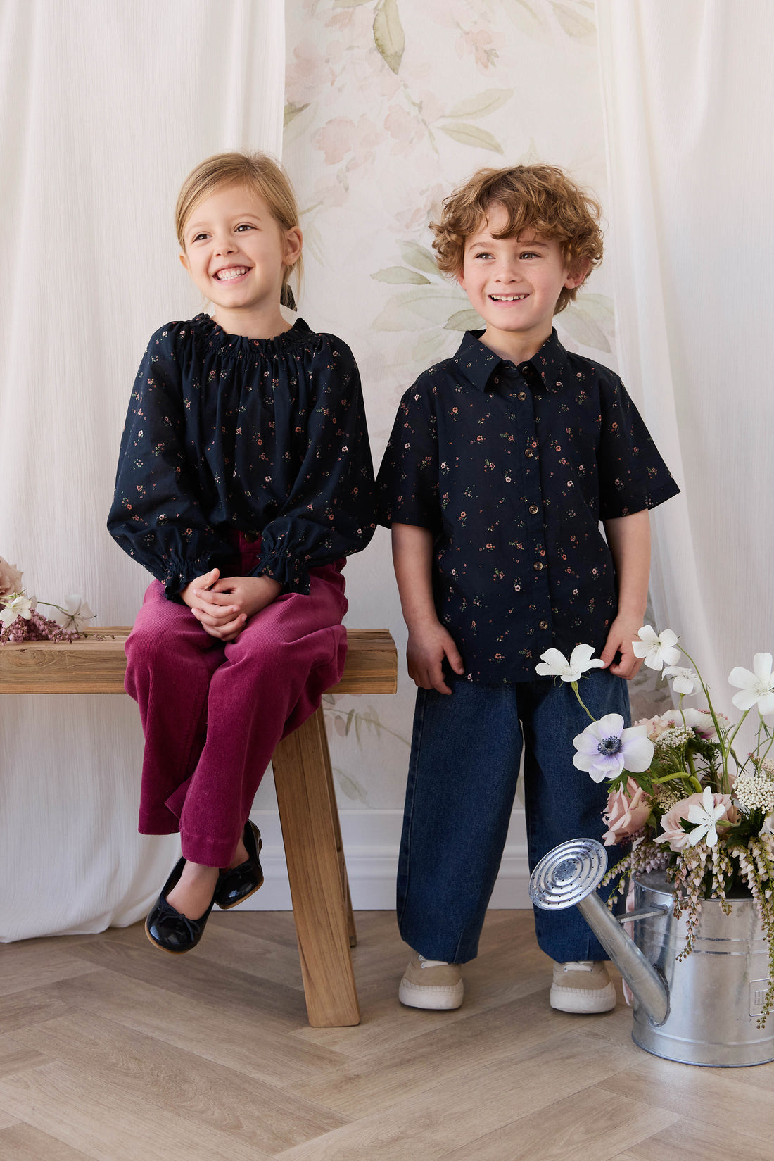 Organic Cotton Alexander Shirt - Eloise Navy Childrens Top from Jamie Kay USA