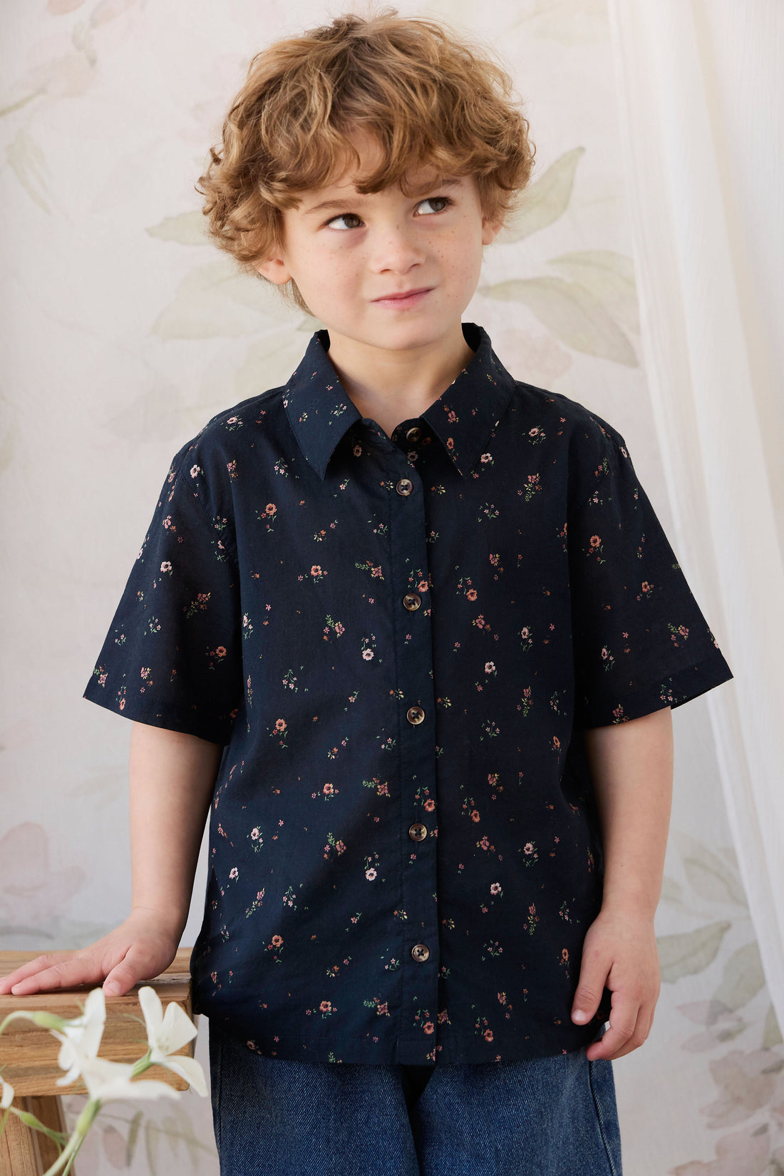 Organic Cotton Alexander Shirt - Eloise Navy Childrens Top from Jamie Kay USA
