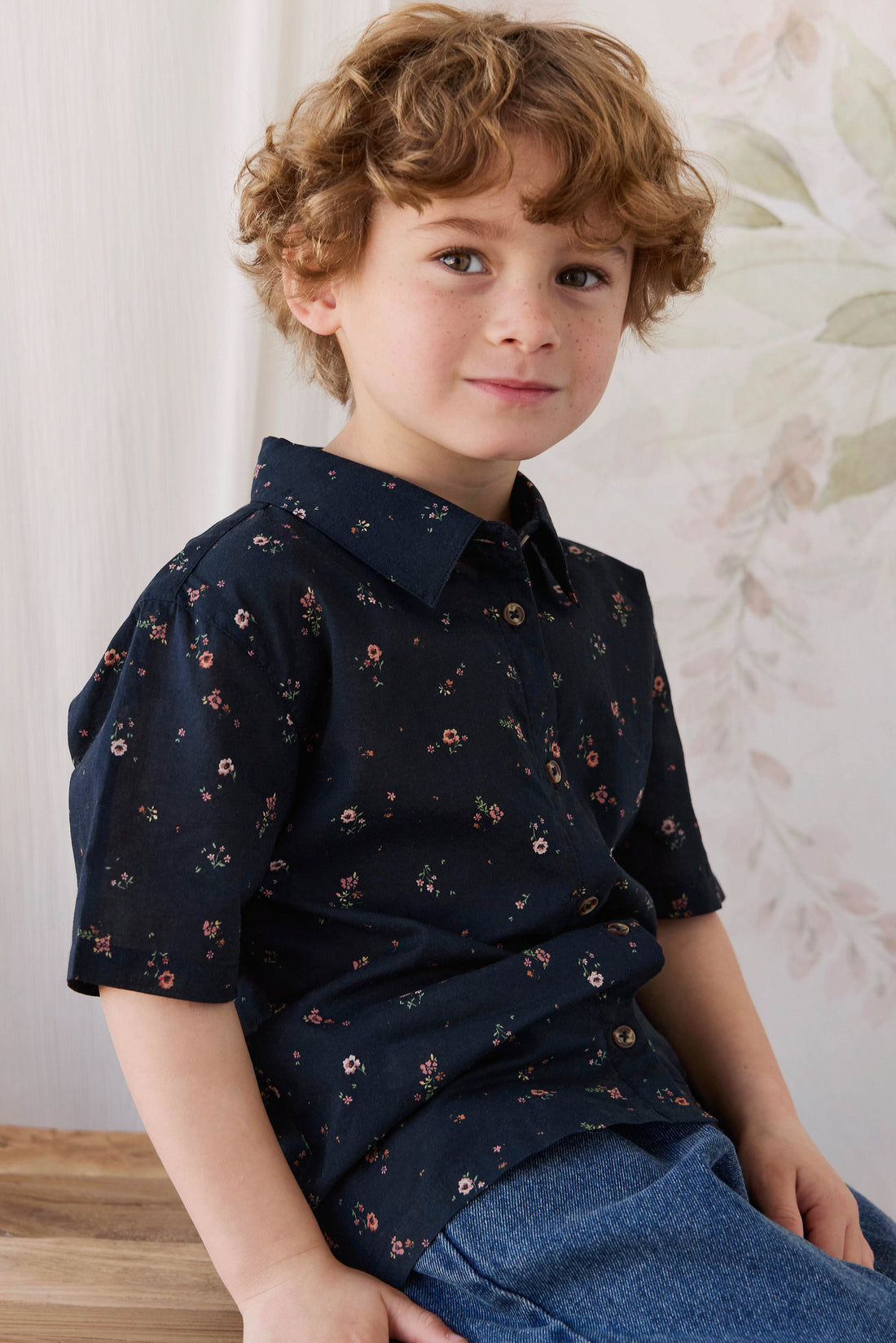 Organic Cotton Alexander Shirt - Eloise Navy Childrens Top from Jamie Kay USA