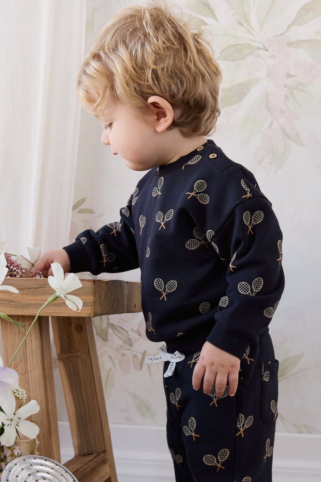 Organic Cotton Floyd Track Pant - Racquet Navy Childrens Pants from Jamie Kay USA
