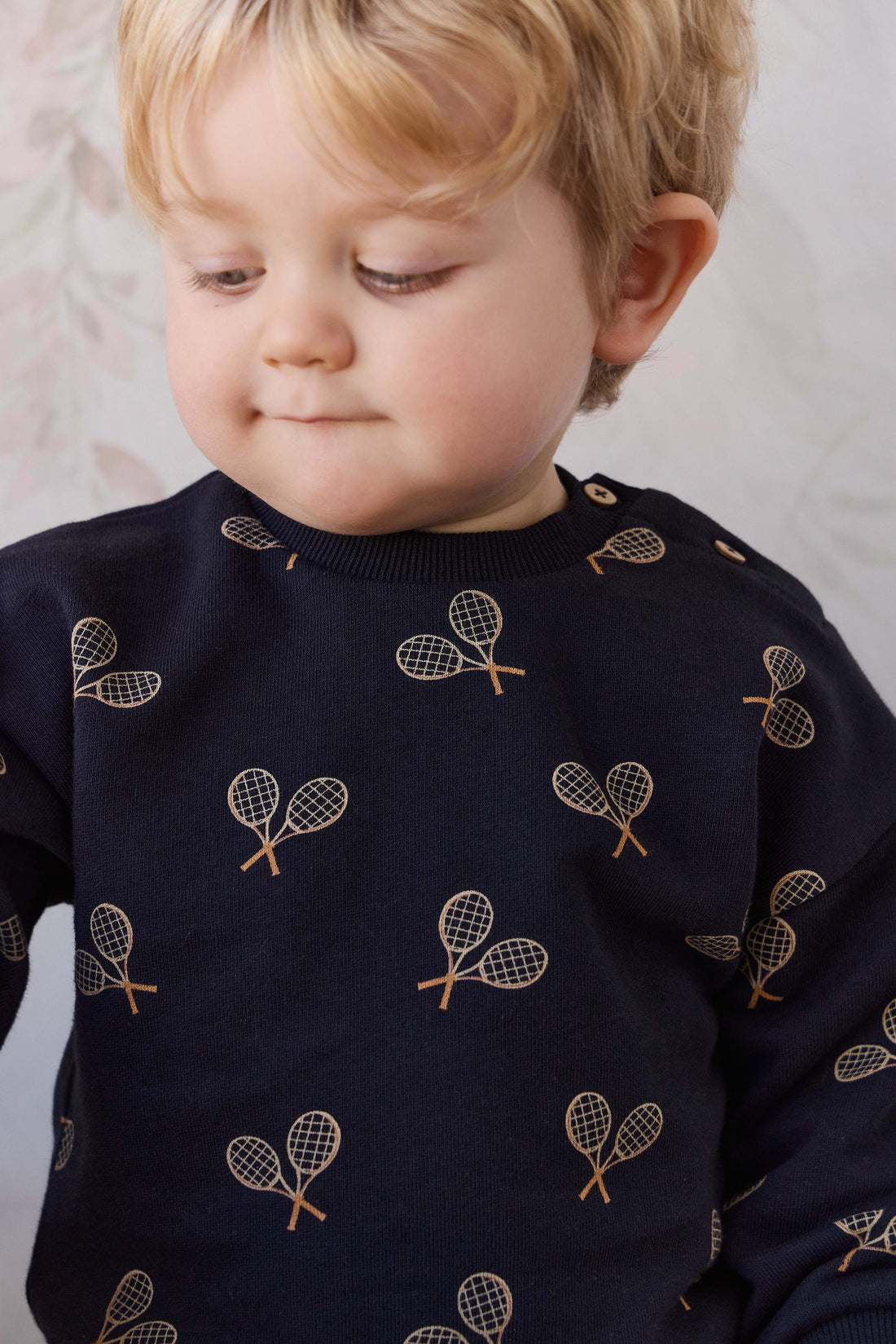 Organic Cotton Floyd Sweatshirt - Racquet Navy Childrens Sweatshirting from Jamie Kay USA