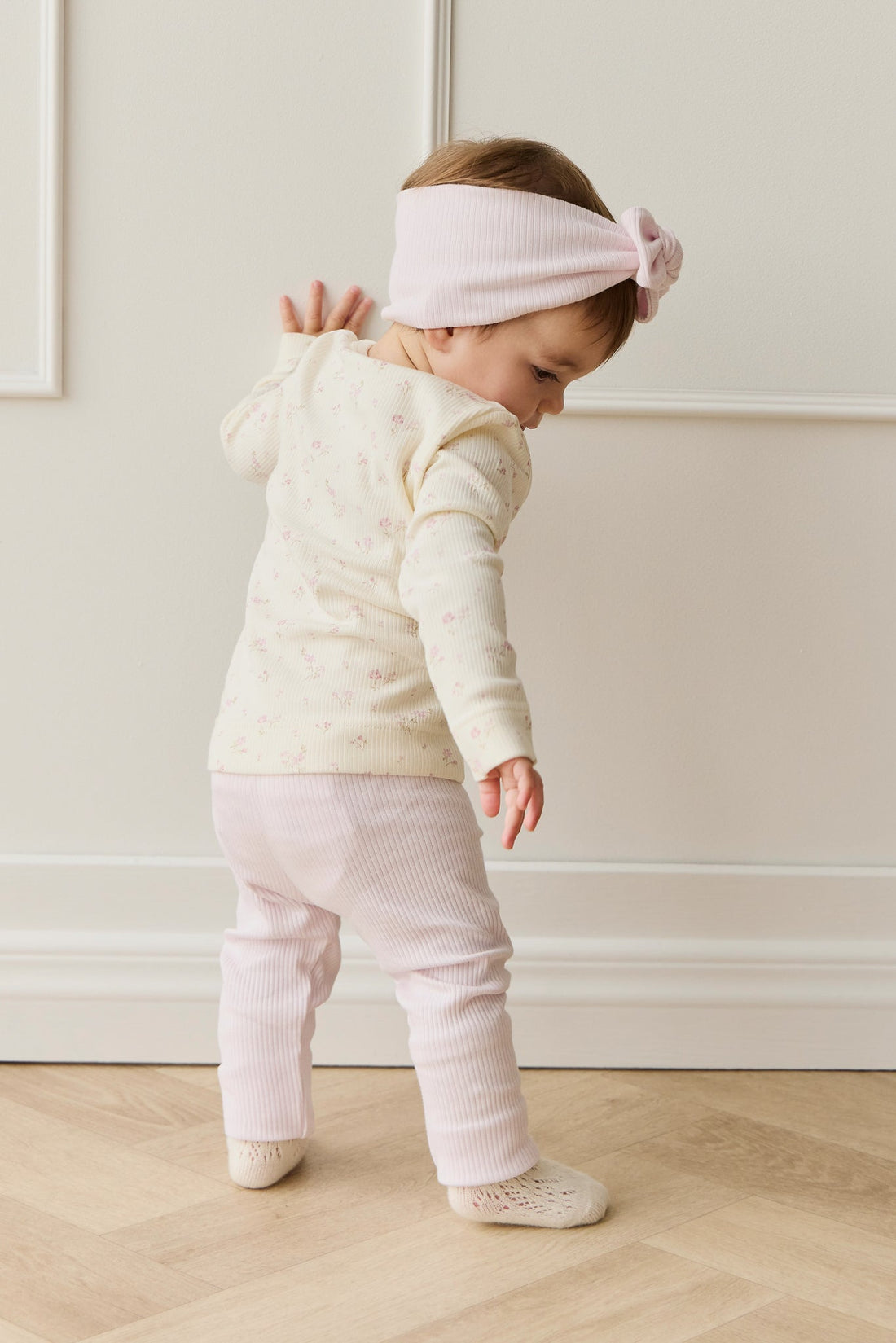 Organic Cotton Fine Rib Long Sleeve Top - Caroline Egret Childrens Top from Jamie Kay USA
