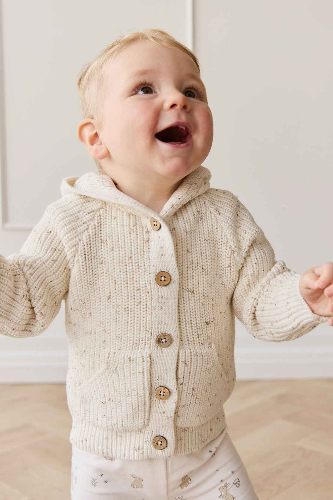 OG Bear Knit - Pistachio Fleck Childrens Cardigan from Jamie Kay USA