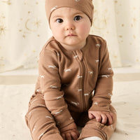 Organic Cotton Reese Zip Onepiece - Cosy Basil Spiced Childrens Onepiece from Jamie Kay USA