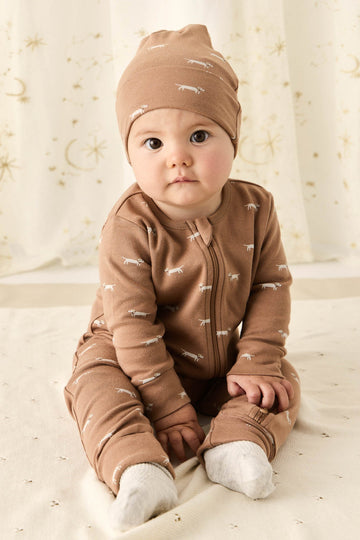 Organic Cotton Reese Zip Onepiece - Cosy Basil Spiced Childrens Onepiece from Jamie Kay USA