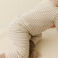 Organic Cotton Modal Legging - Narrow Stripe Balm/Cloud Childrens Legging from Jamie Kay USA