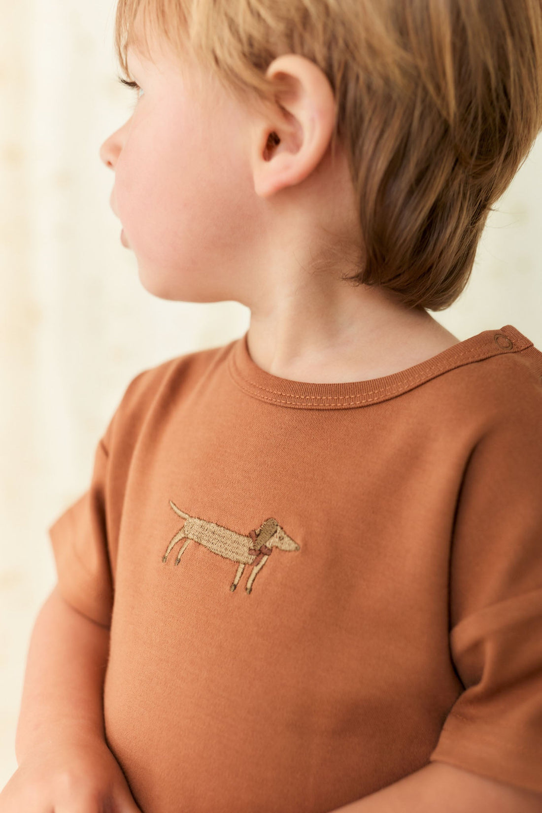 Pima Cotton Eddie T-Shirt - Spiced Cosy Basil Childrens Top from Jamie Kay USA