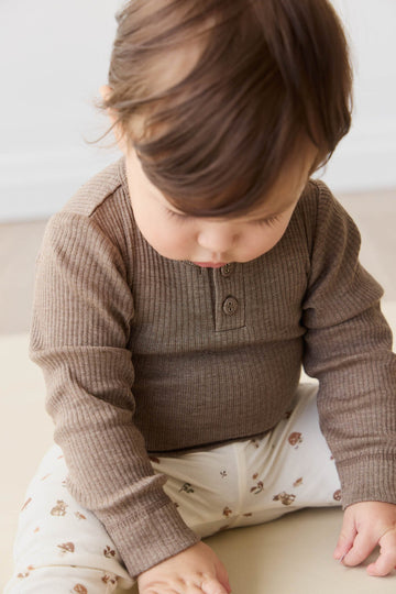 Organic Cotton Modal Long Sleeve Bodysuit - Brownie Marle Childrens Bodysuit from Jamie Kay USA